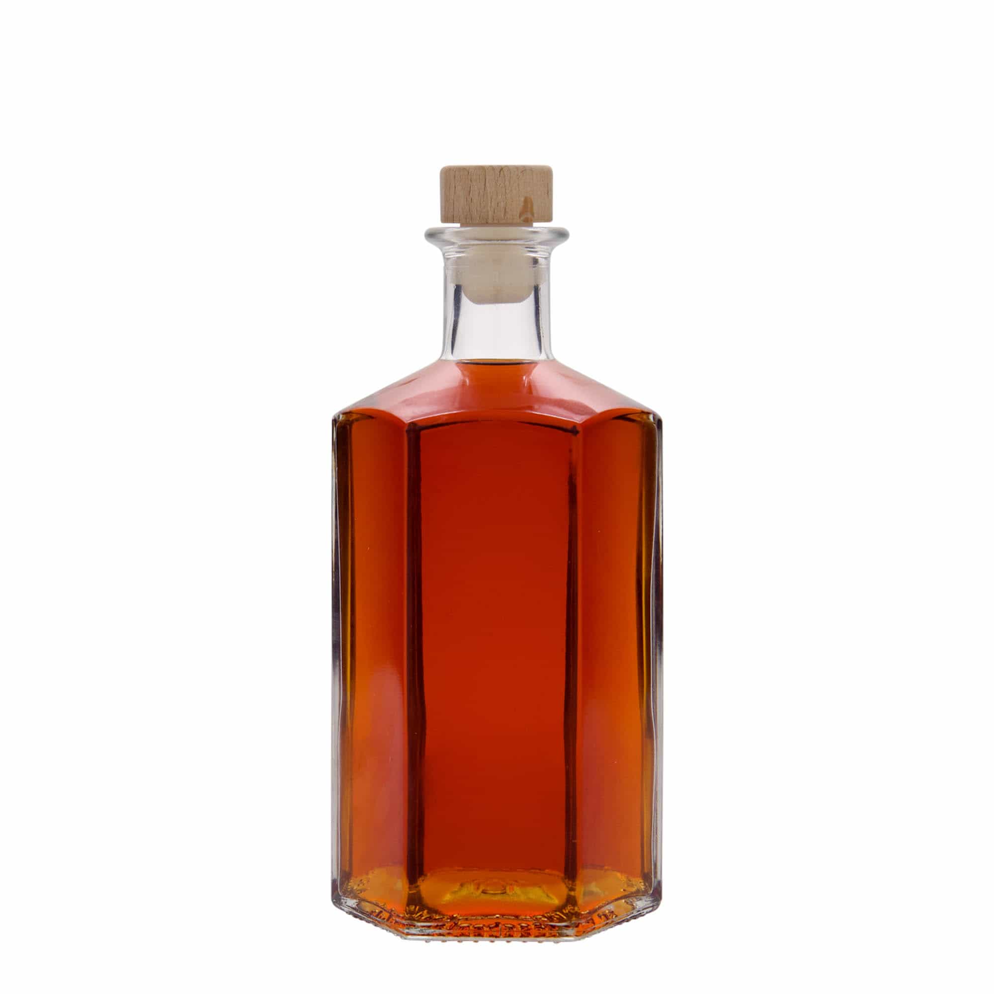 500 ml γυάλινο μπουκάλι φαρμακοποιού 'Jimmy', εξαγωνικό, στόμιο: φελλός