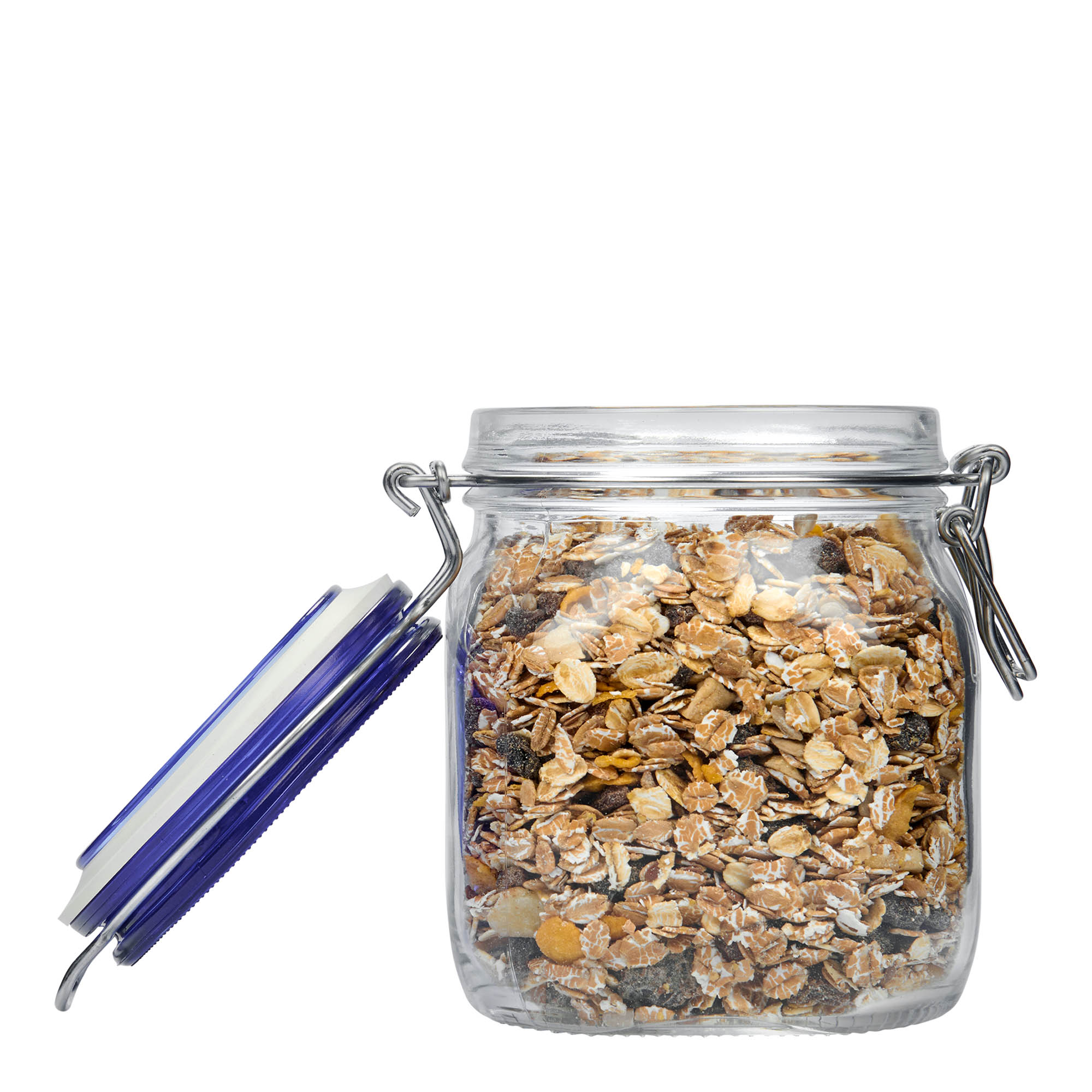 Βάζο με καπάκι με κλιπ 'Fido' Blue Top 750 ml, τετράγωνο, στόμιο: καπάκι με κλιπ Βάζο με καπάκι με κλιπ 'Fido' Blue Top 750 ml, τετράγωνο, στόμιο: καπάκι με κλιπ