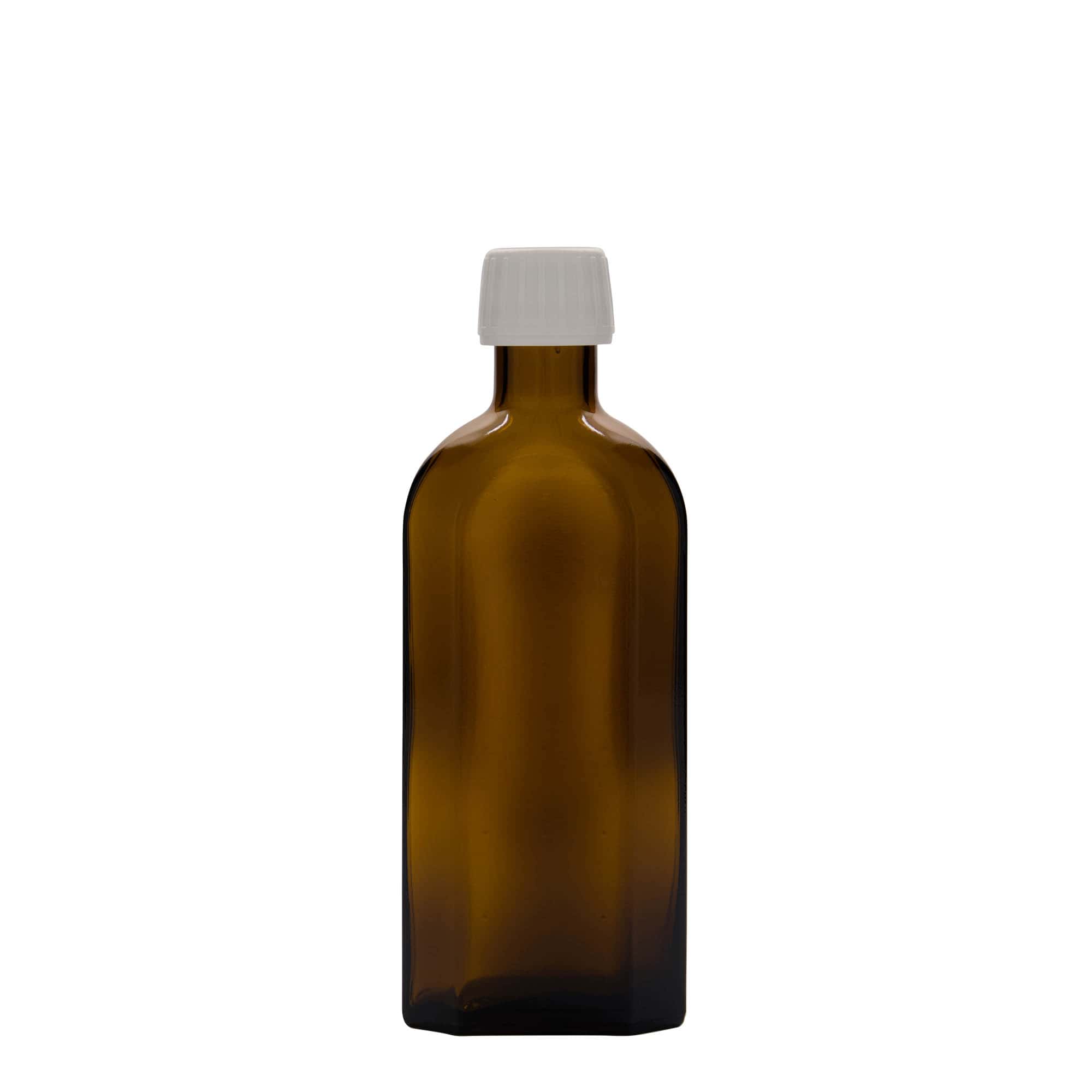 250 ml ιατρικό φιαλίδιο Meplat, οβάλ, γυαλί, καφέ, στόμιο: PP 28