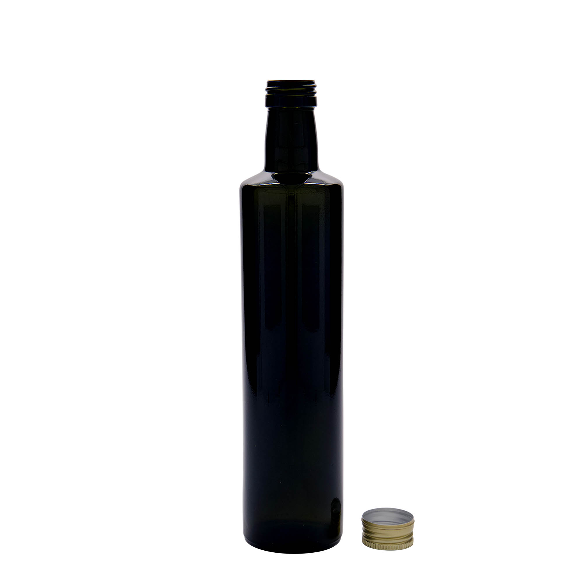 Γυάλινο μπουκάλι 'Dorica' 500 ml, πράσινο αντικέ, στόμιο: PP 31,5 Γυάλινο μπουκάλι 'Dorica' 500 ml, πράσινο αντικέ, στόμιο: PP 31,5