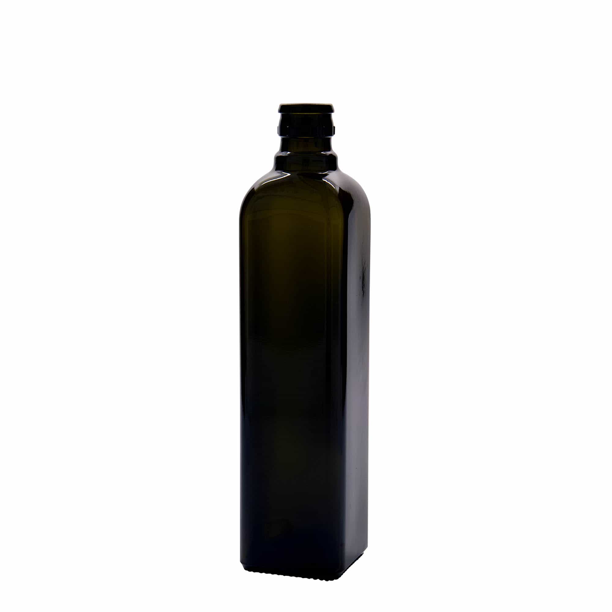Μπουκάλι για ξίδι/λάδι 'Quadra' 500 ml, γυάλινο, τετράγωνο, πράσινο αντικέ, στόμιο: DOP