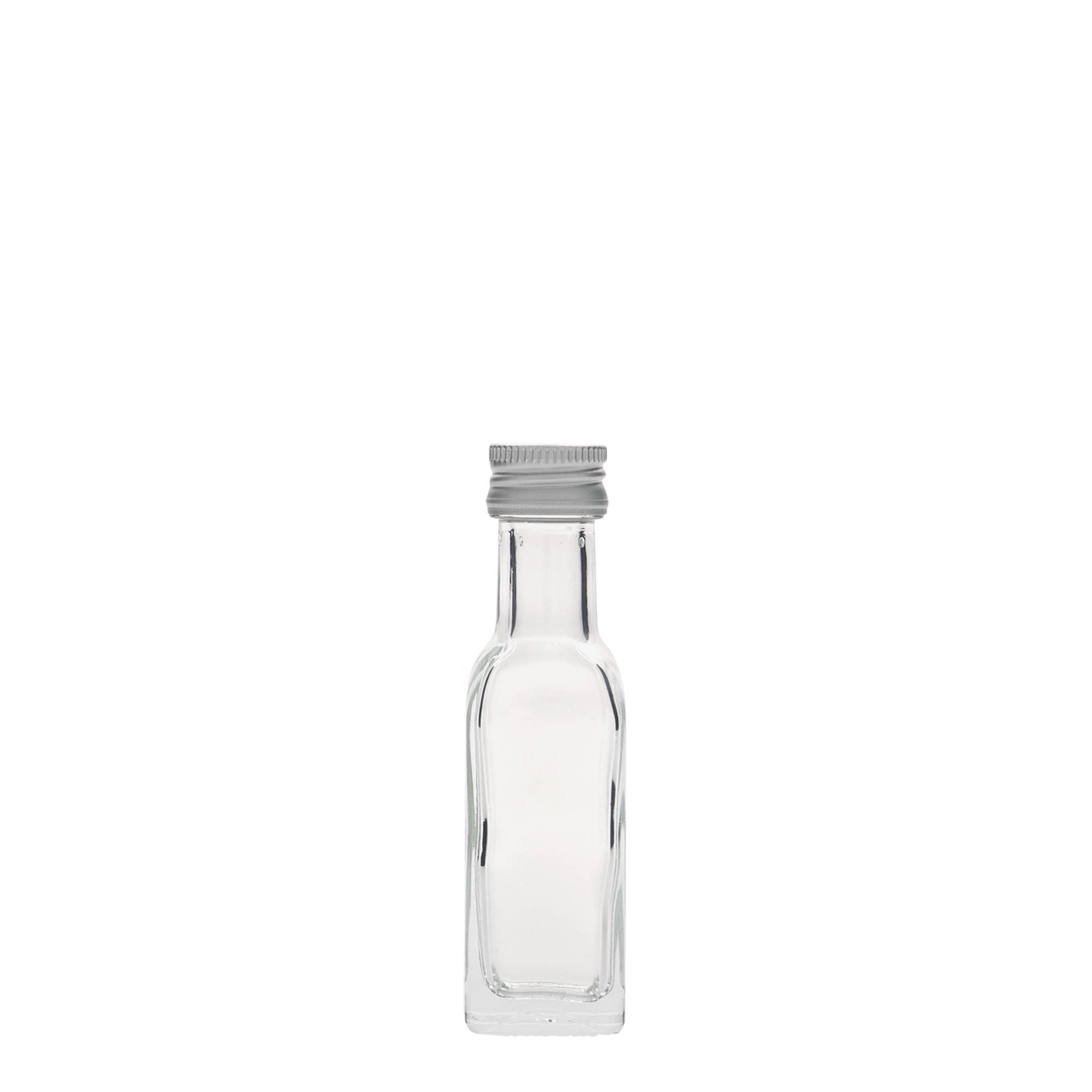 Γυάλινο μπουκάλι 'Marasca' 20 ml, τετράγωνο, στόμιο: PP 18 Γυάλινο μπουκάλι 'Marasca' 20 ml, τετράγωνο, στόμιο: PP 18