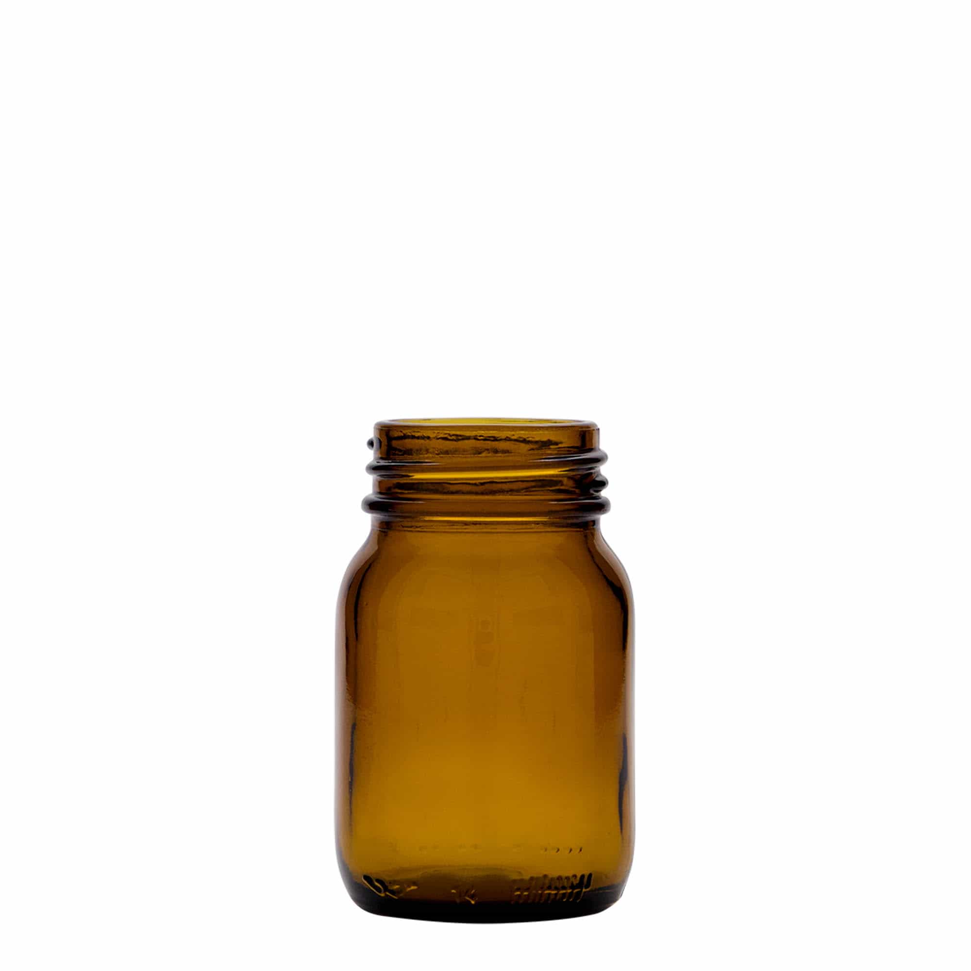 75 ml γυάλινο βάζο με φαρδύ λαιμό, καφέ, στόμιο: DIN 40