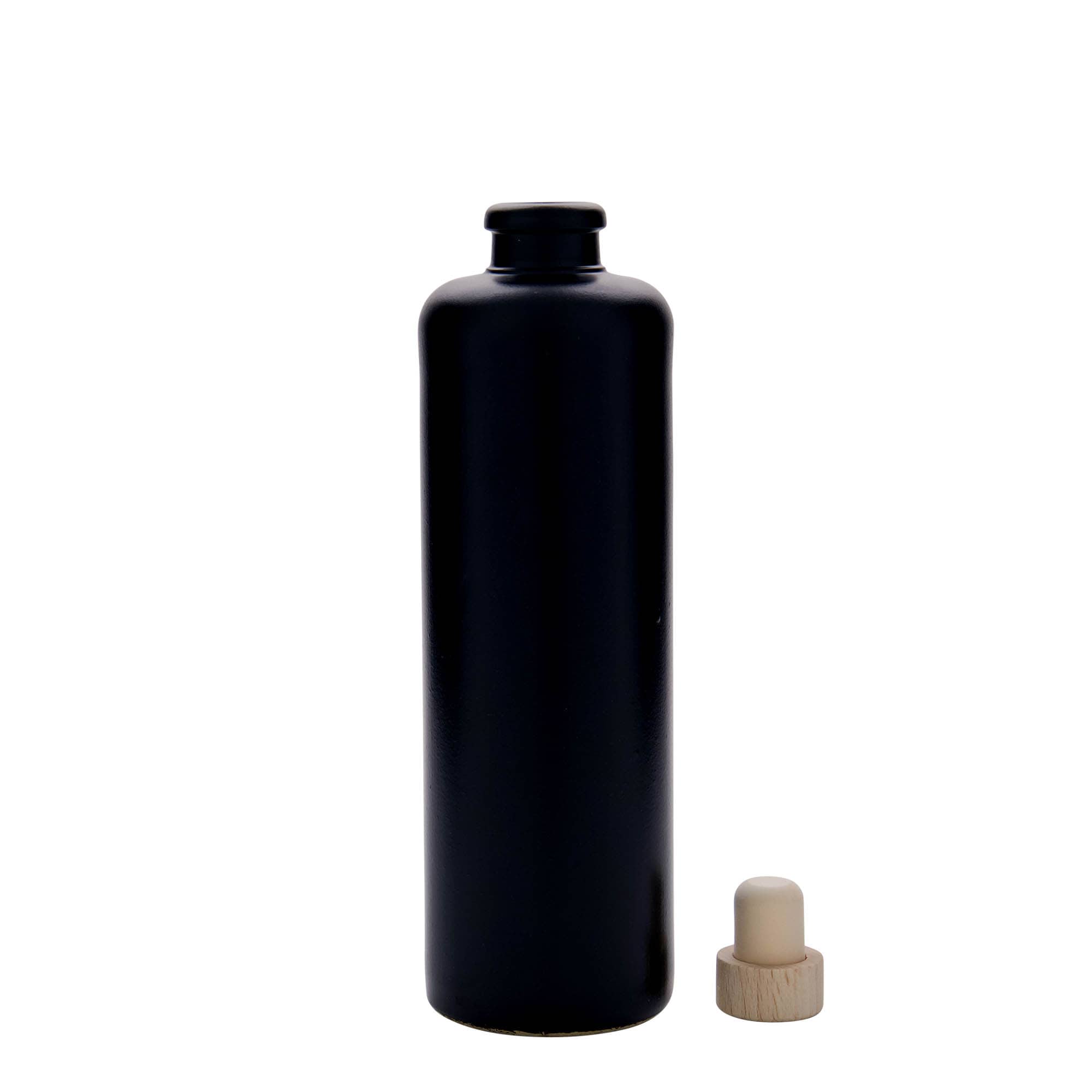 Κεραμικό μπουκάλι 500 ml, κεραμικό, μαύρο, στόμιο: φελλός