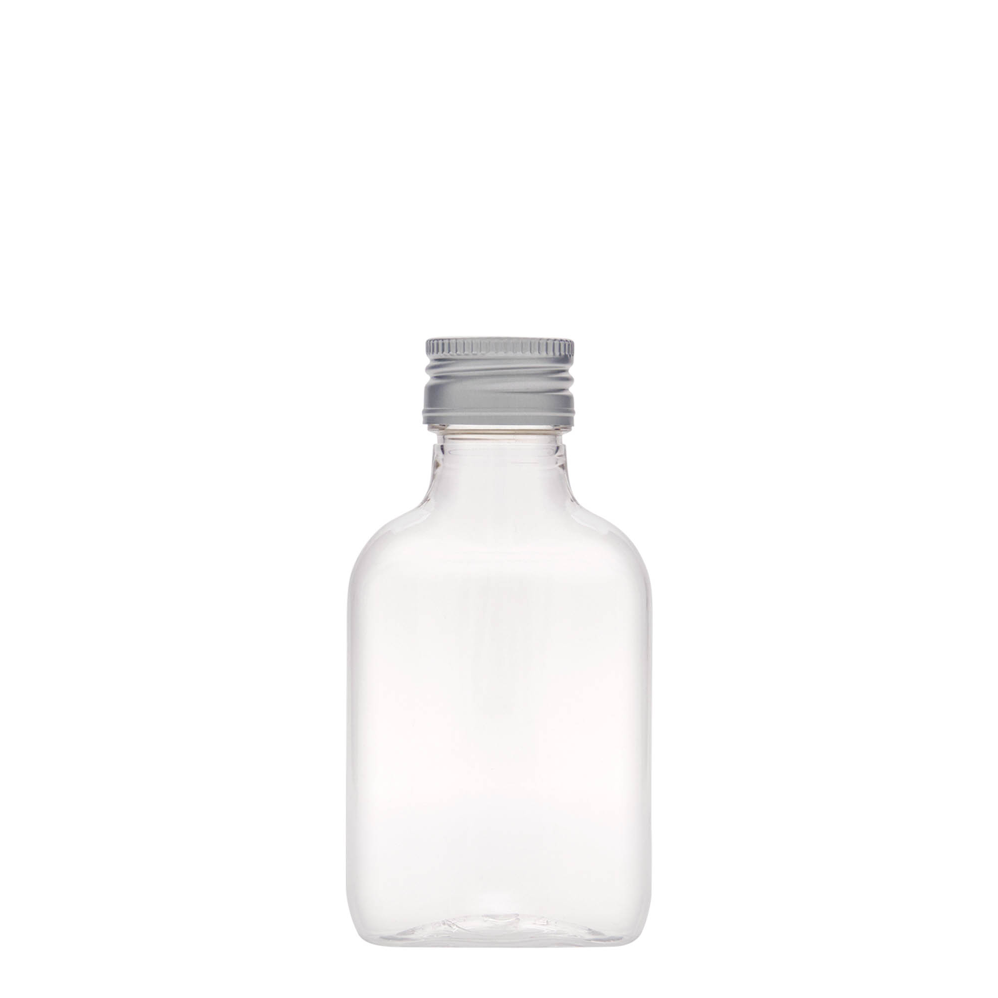 Φλασκί τσέπης 100 ml, οβάλ, πλαστικό PET, στόμιο: PP 28 Φλασκί τσέπης 100 ml, οβάλ, πλαστικό PET, στόμιο: PP 28