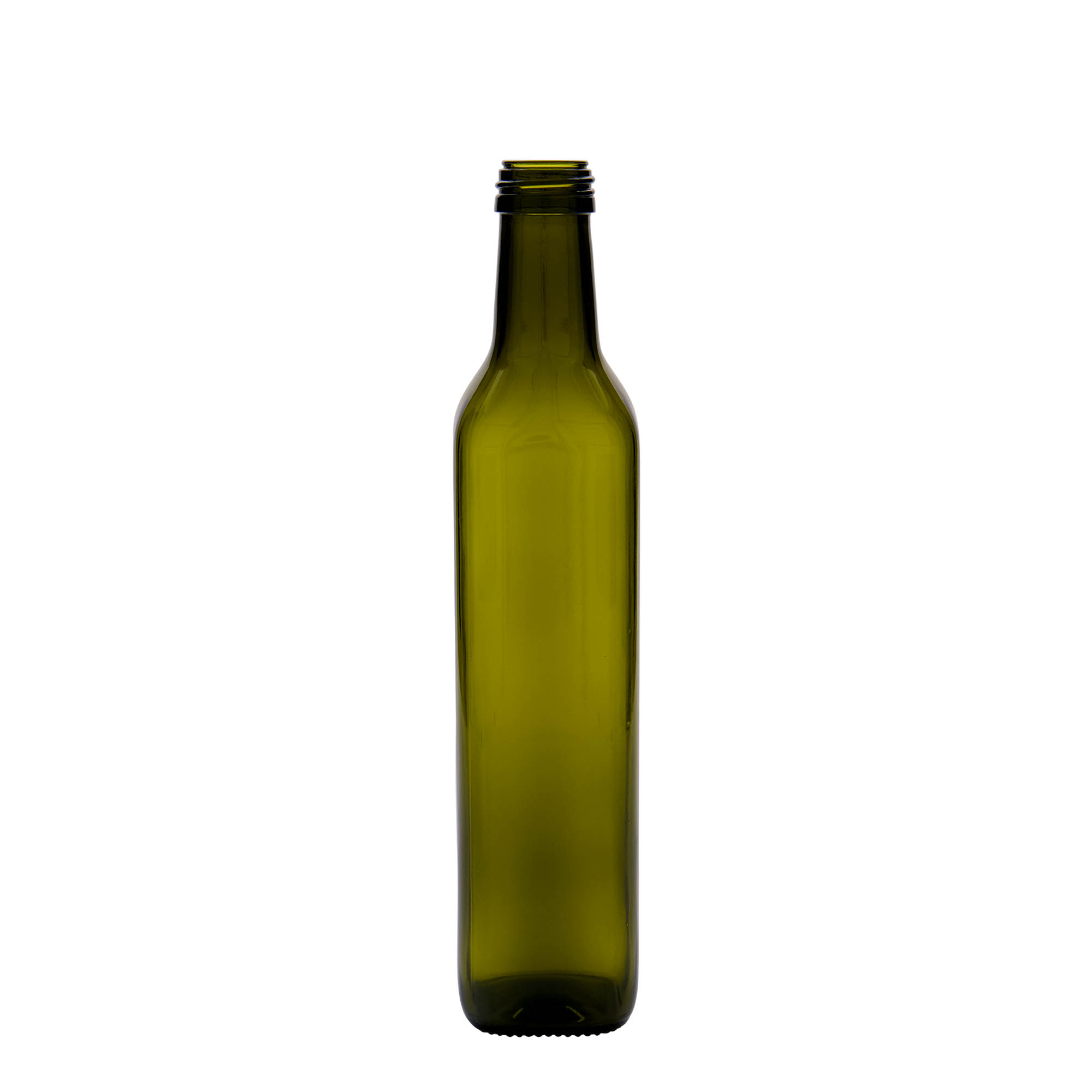 Γυάλινο μπουκάλι 'Marasca' 500 ml, τετράγωνο, πράσινο αντικέ, στόμιο: PP 31,5 Γυάλινο μπουκάλι 'Marasca' 500 ml, τετράγωνο, πράσινο αντικέ, στόμιο: PP 31,5