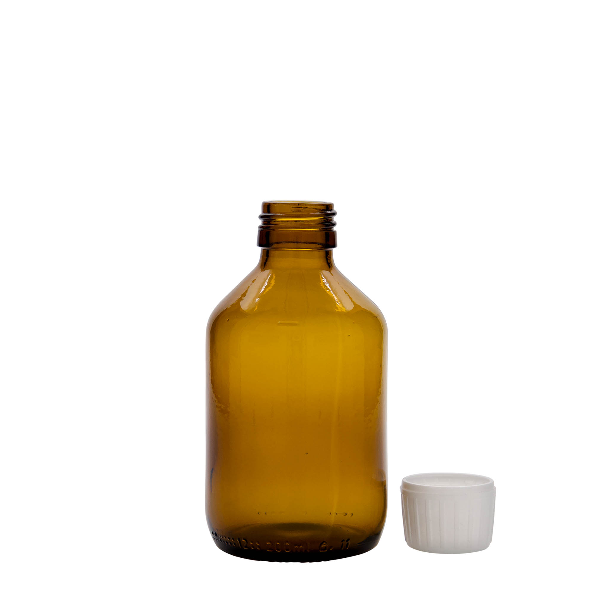 Μπουκάλι φαρμάκου 200 ml, καφέ, γυάλινο, στόμιο: PP 28