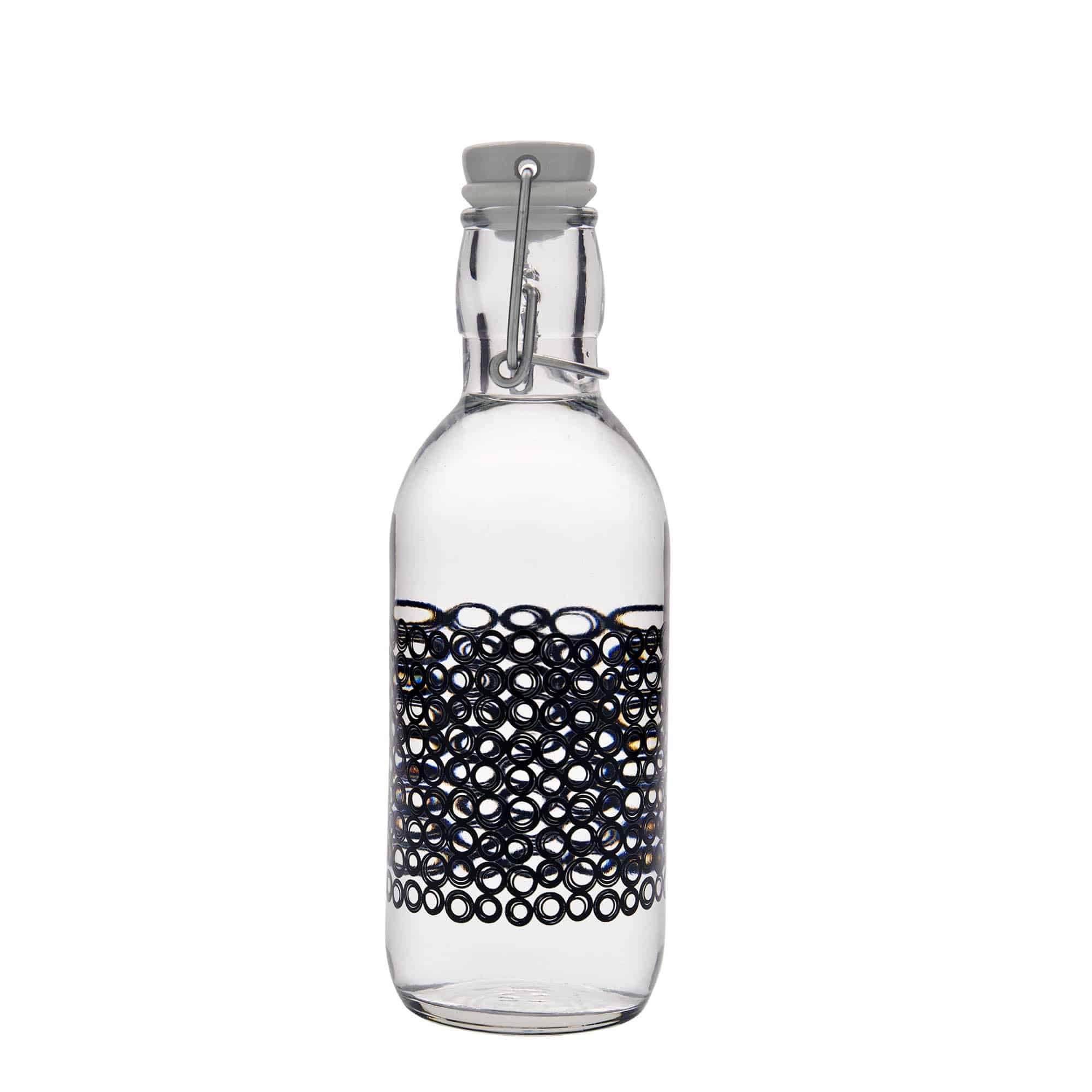 Γυάλινο μπουκάλι 'Emilia' 500 ml, σχέδιο: Circola nero, στόμιο: μηχανικό πώμα