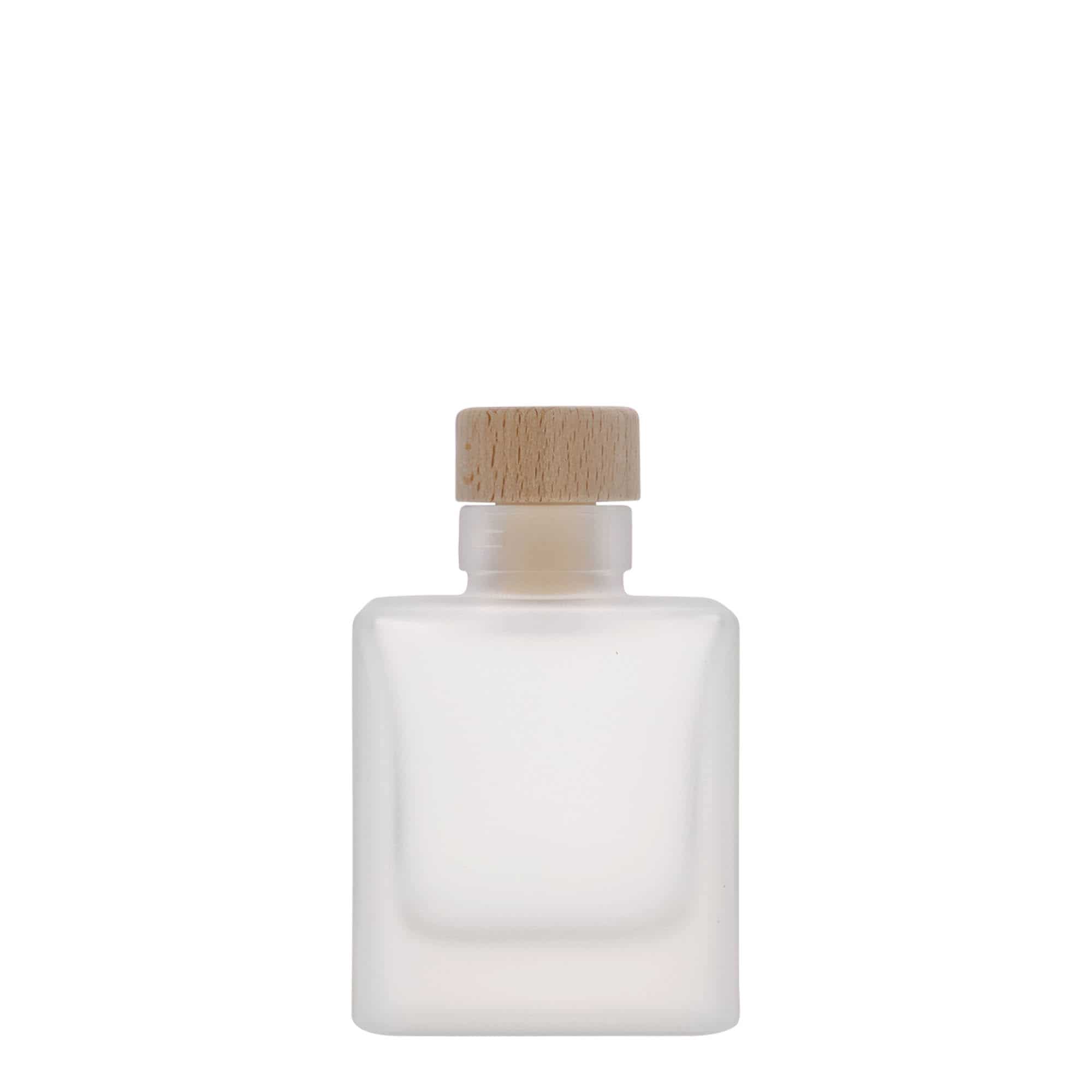 Γυάλινο μπουκάλι 'Cube' 100 ml, τετράγωνο, εφέ του πάγου, στόμιο: φελλός