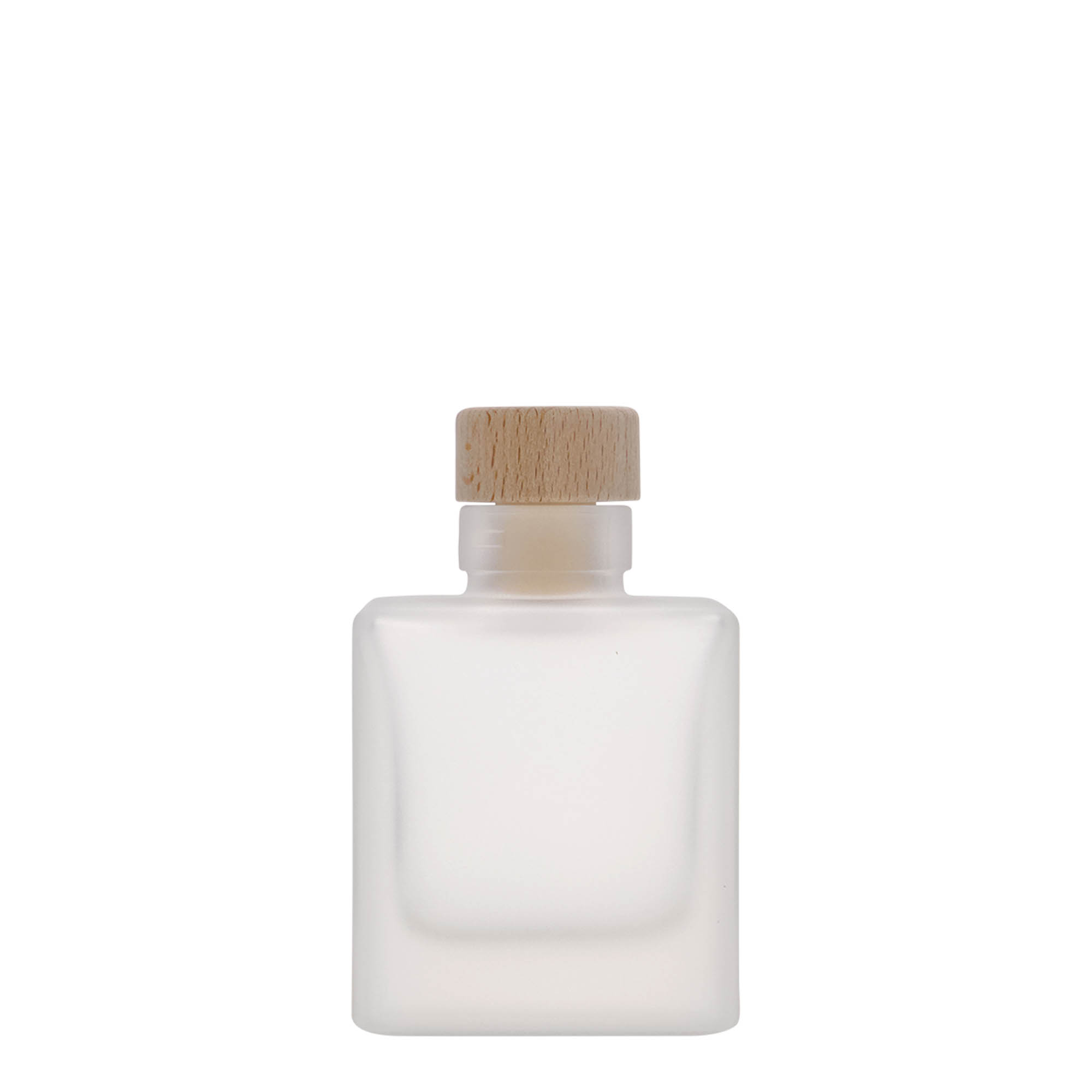 Γυάλινο μπουκάλι 'Cube' 100 ml, τετράγωνο, εφέ του πάγου, στόμιο: φελλός