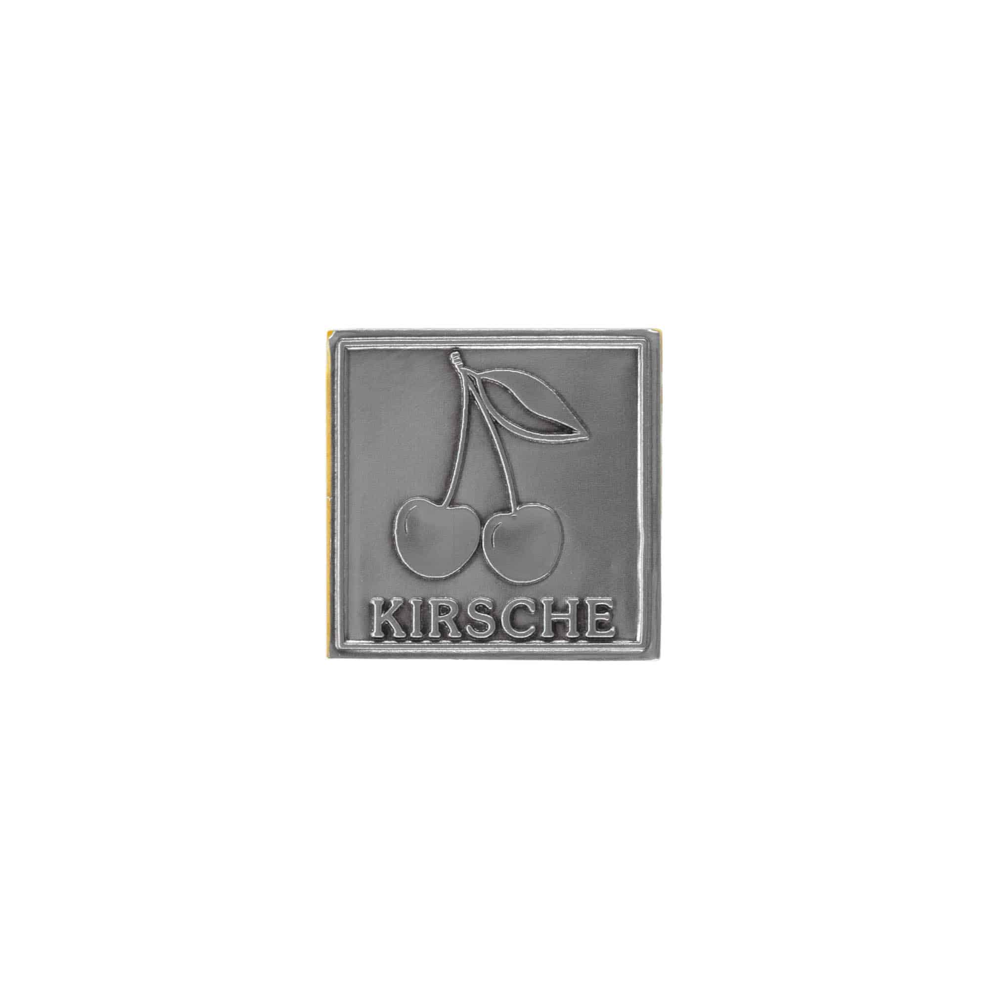 Μεταλλική ετικέτα 'Κεράσι', τετράγωνη, μεταλλική, ασημί