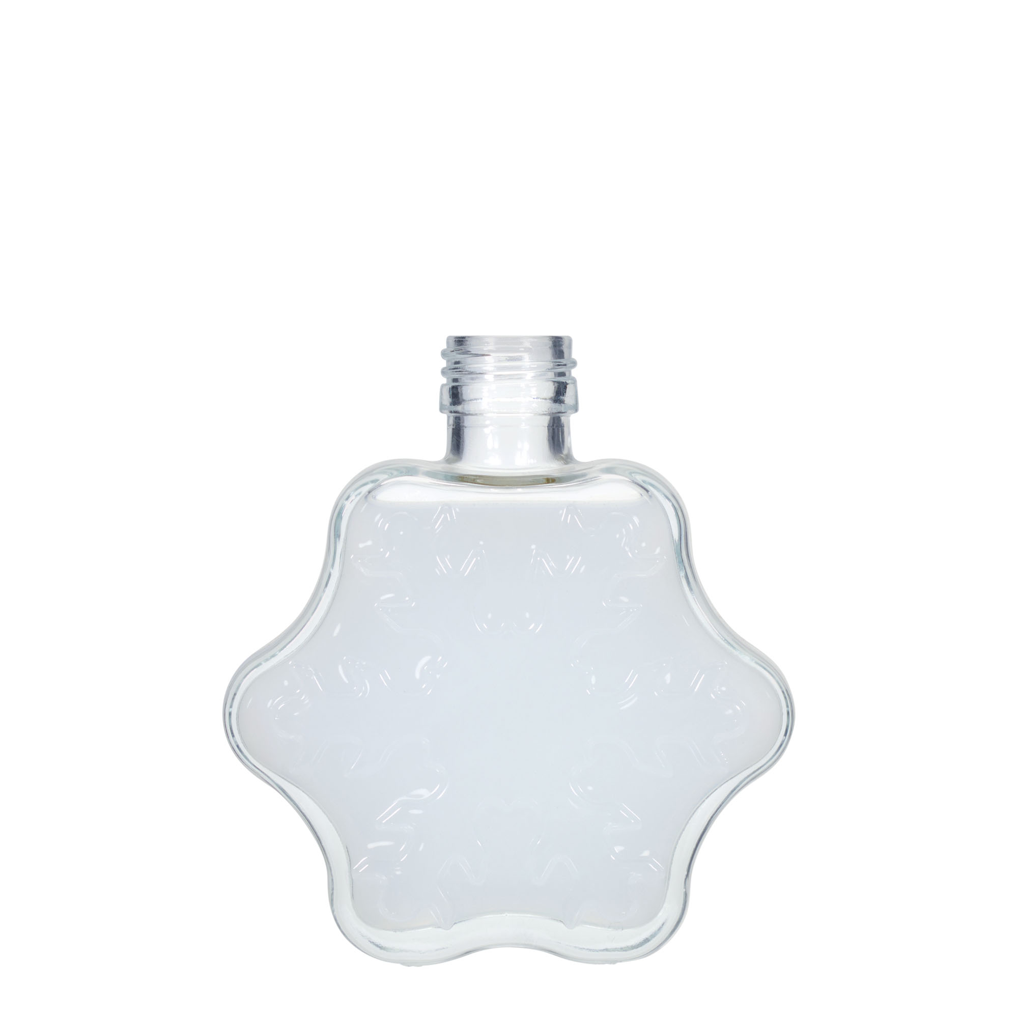200 ml Glasflasche 'Schneeflocke', Mündung: PP 28 200 ml Glasflasche 'Schneeflocke', Mündung: PP 28