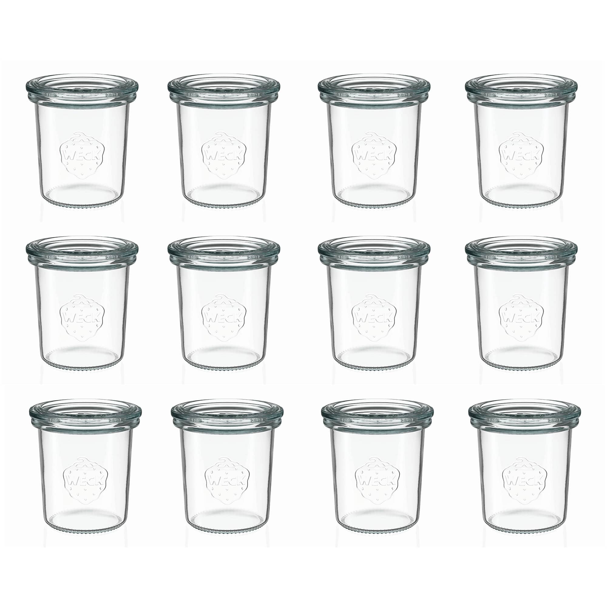 12x Κυλινδρικό βάζο WECK 160 ml με γυάλινο καπάκι RR 60