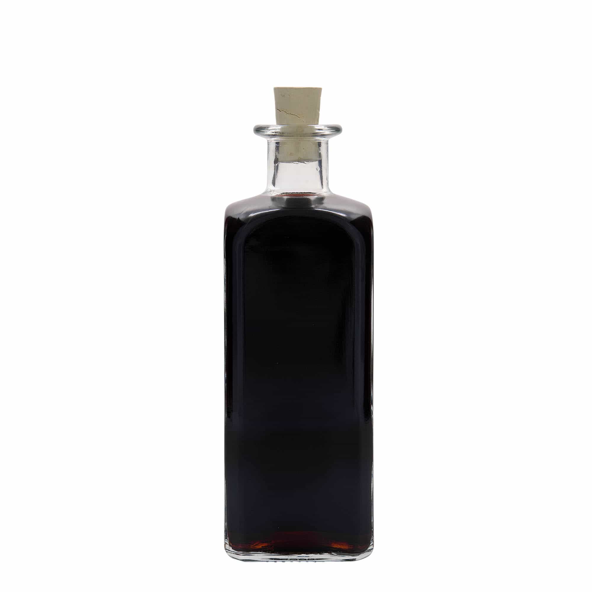 Γυάλινο μπουκάλι φαρμακείου 'Carré' 500 ml, τετράγωνο, στόμιο: φελλός