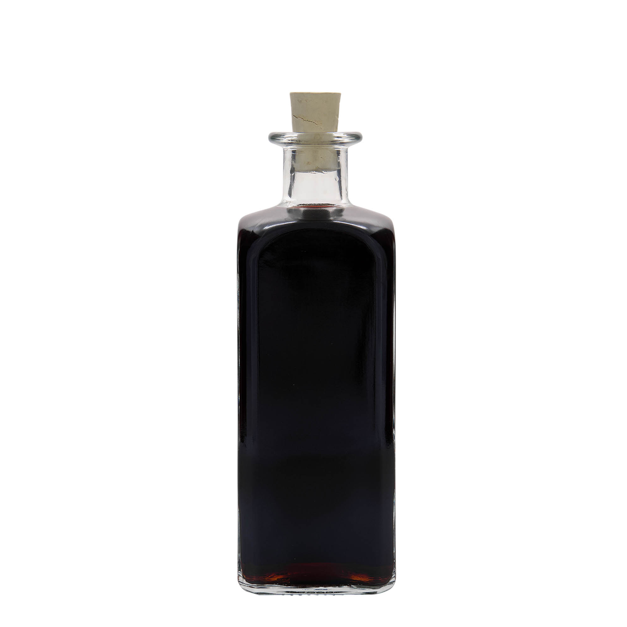 Γυάλινο μπουκάλι φαρμακείου 'Carré' 500 ml, τετράγωνο, στόμιο: φελλός