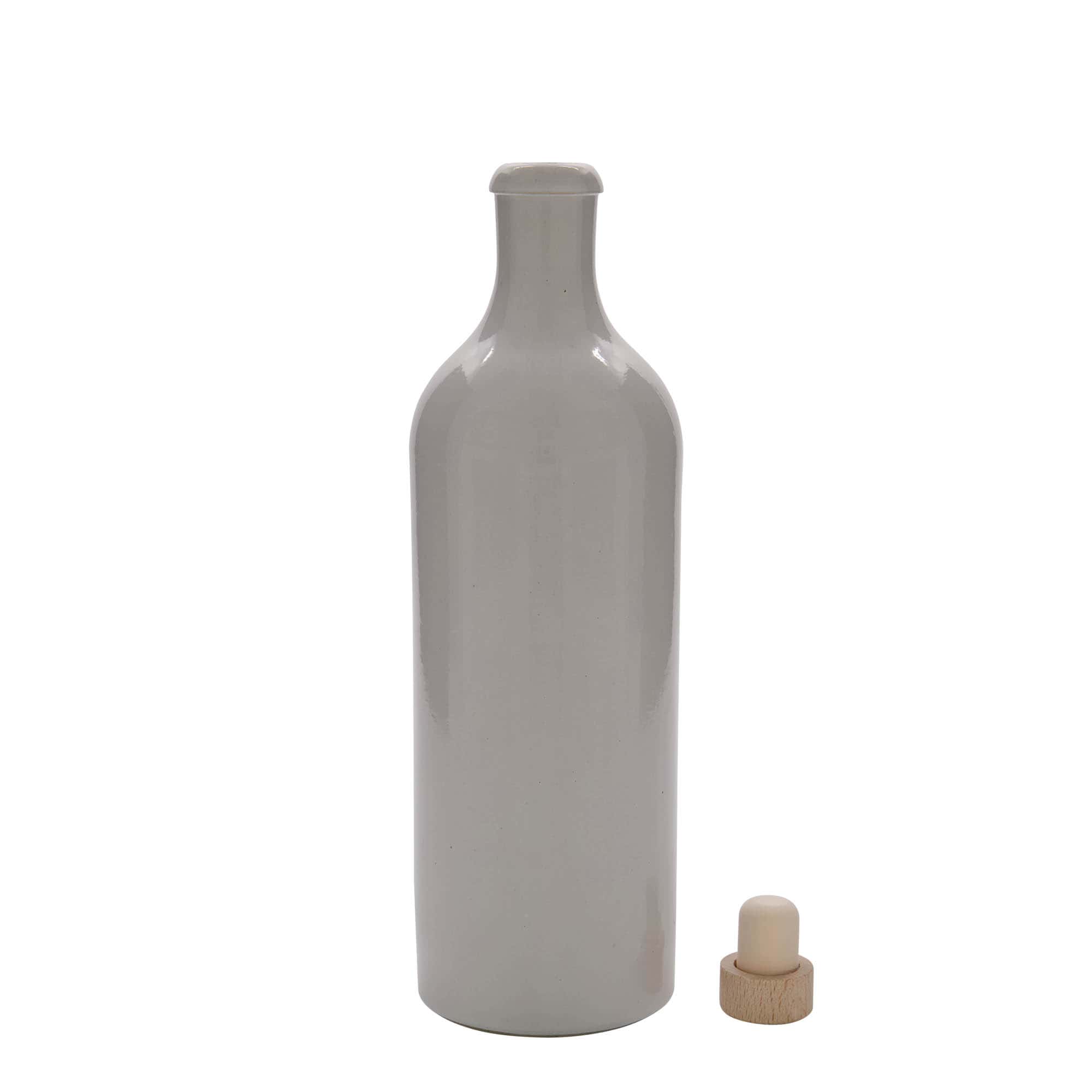 750 ml πιθάρι από πήλινο υλικό, λευκό, στόμιο: φελλός