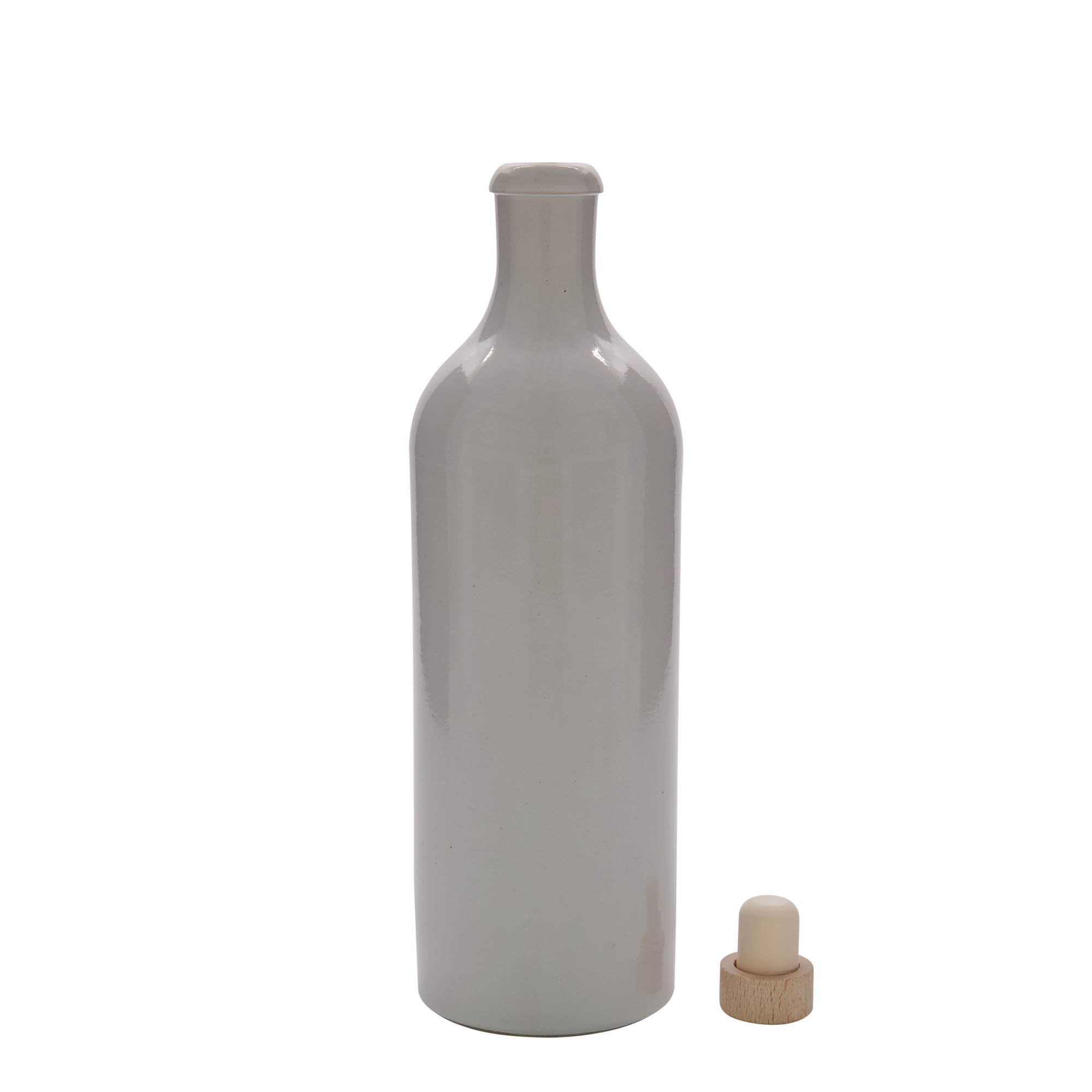 750 ml πιθάρι από πήλινο υλικό, λευκό, στόμιο: φελλός