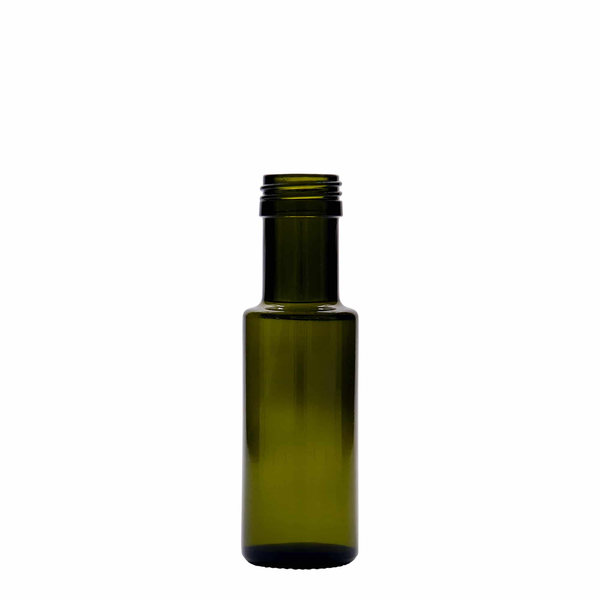 100 ml γυάλινο μπουκάλι 'Dorica', παλαιωμένο πράσινο, στόμιο: PP 31,5