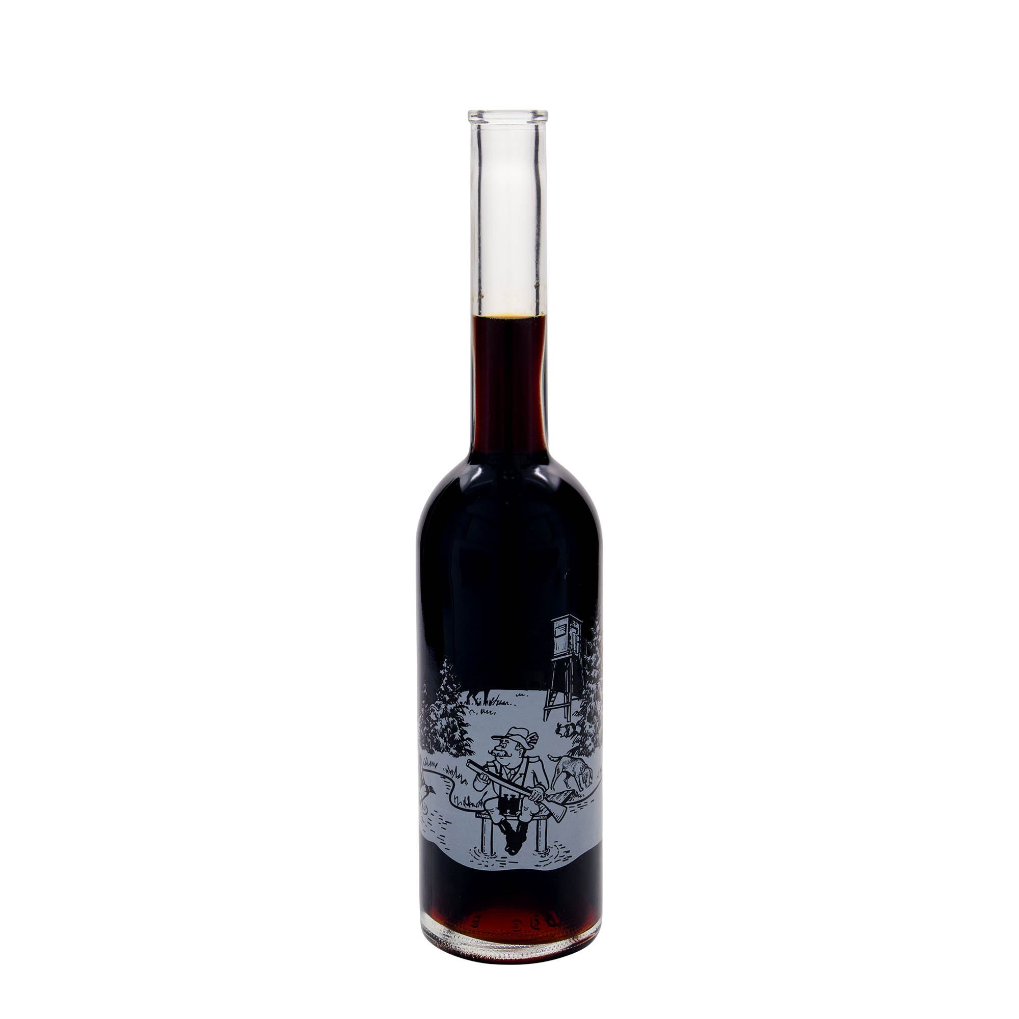 Γυάλινο μπουκάλι 'Opera' 500 ml, σχέδιο: κυνηγός, στόμιο: φελλός