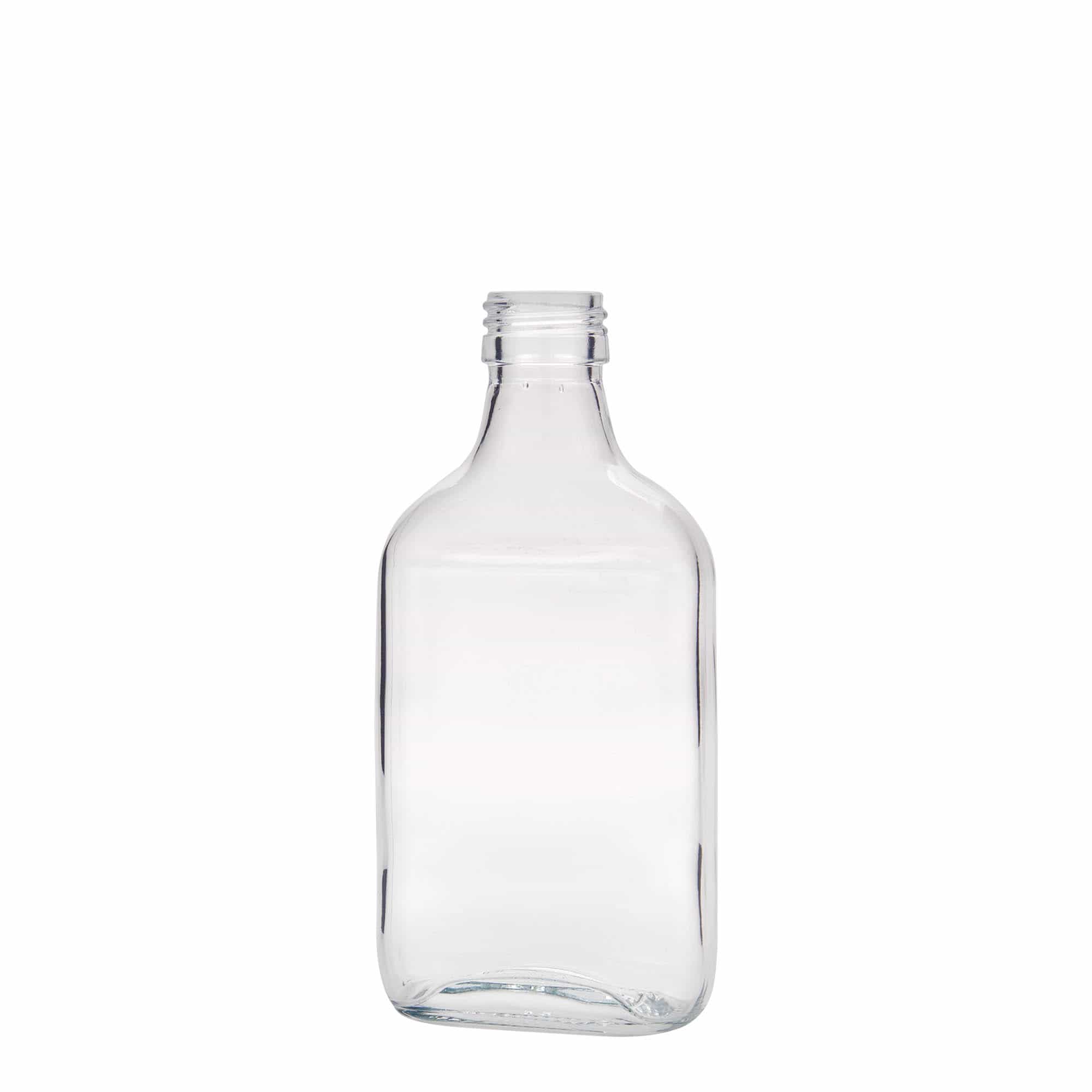 Φλασκί τσέπης 200 ml, ορθογώνιο, γυάλινο, στόμιο: PP 28