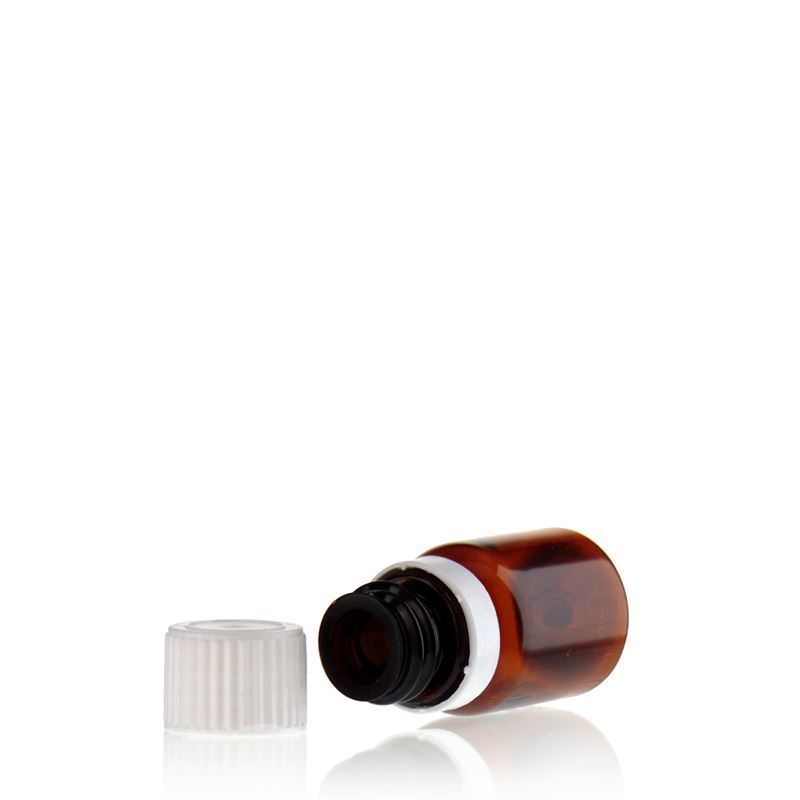 Μπουκάλι φαρμάκου PET 'Easy Living' 10 ml, καφέ, πλαστικό, στόμιο: DIN 18