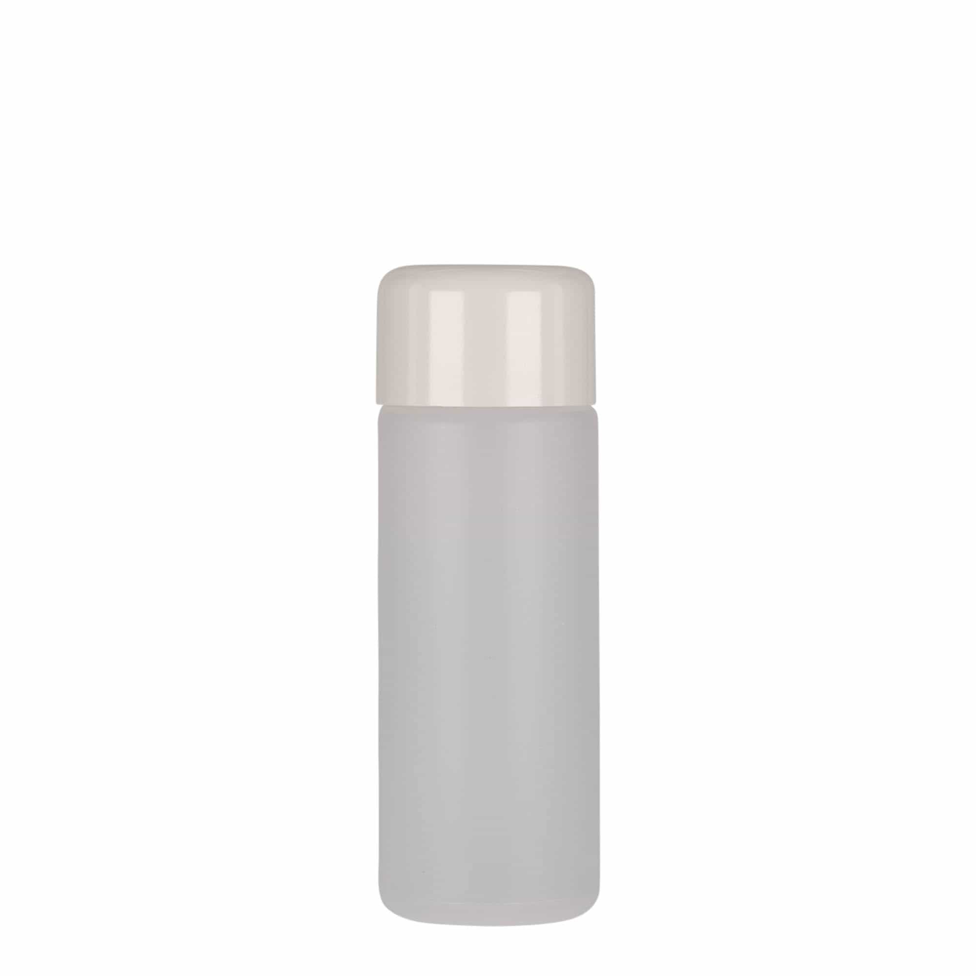Στρογγυλό μπουκάλι 100 ml, πλαστικό PE, φυσικό χρώμα, στόμιο: βιδωτό πώμα