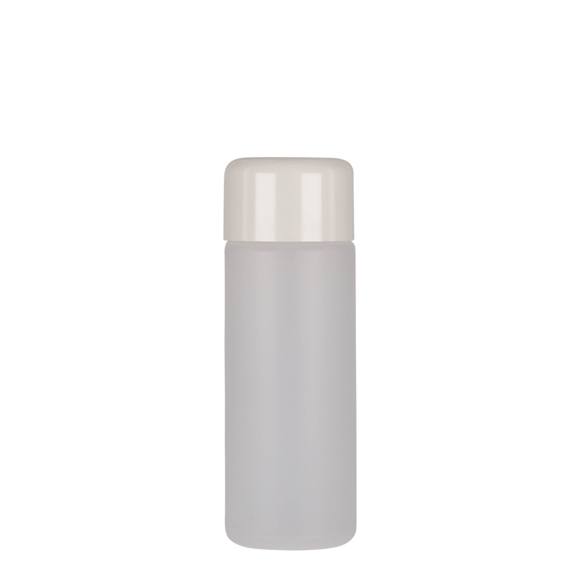 Στρογγυλό μπουκάλι 100 ml, πλαστικό PE, φυσικό χρώμα, στόμιο: βιδωτό πώμα