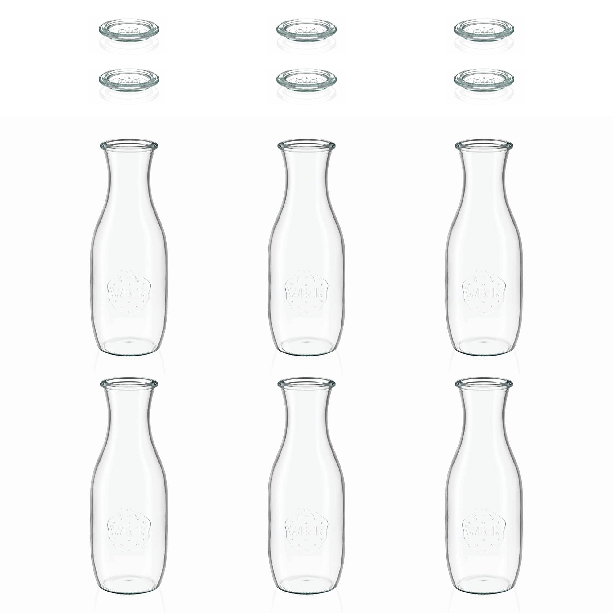 6x Μπουκάλι για χυμό WECK 1000 ml με γυάλινο καπάκι RR 60