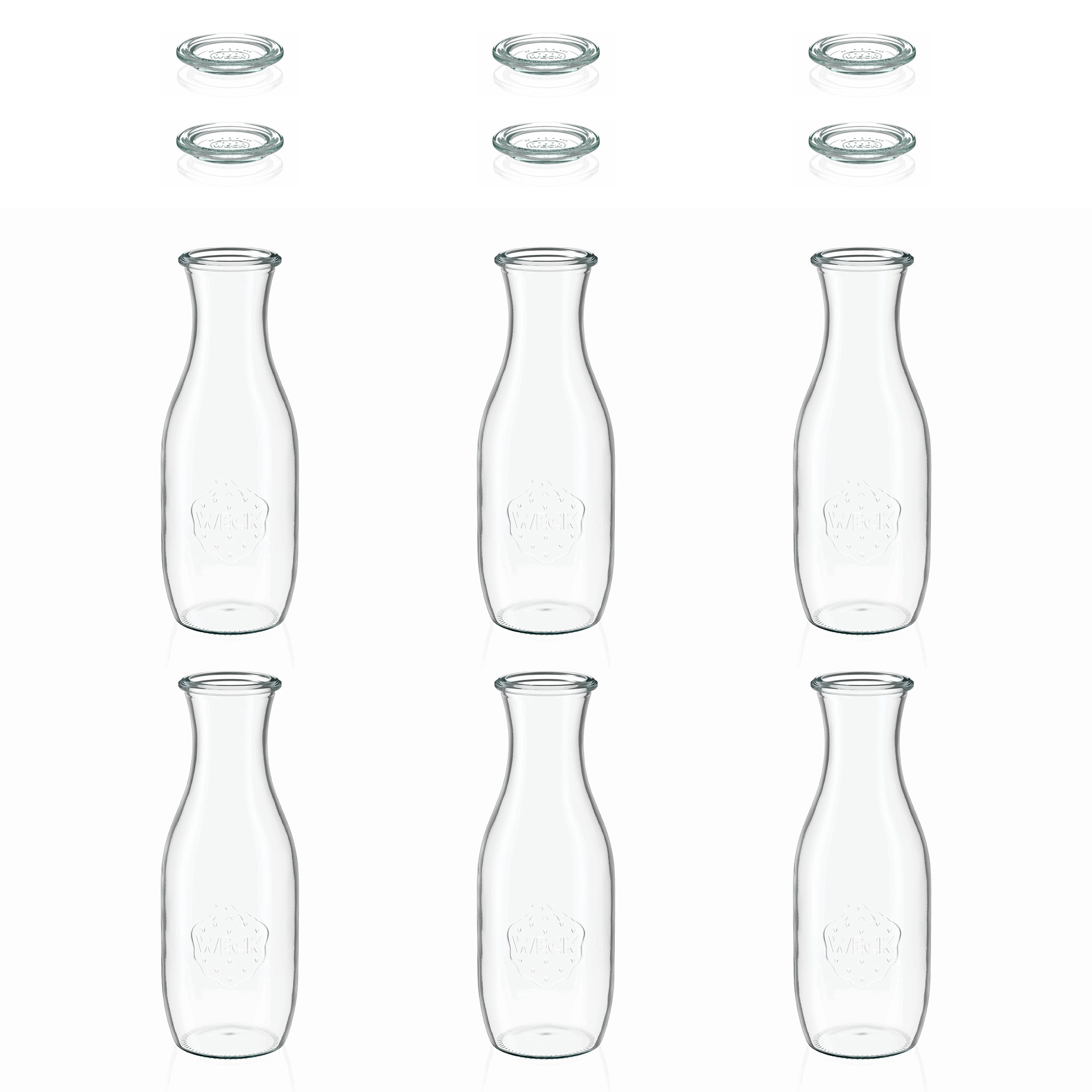 6x Μπουκάλι για χυμό WECK 1000 ml με γυάλινο καπάκι RR 60