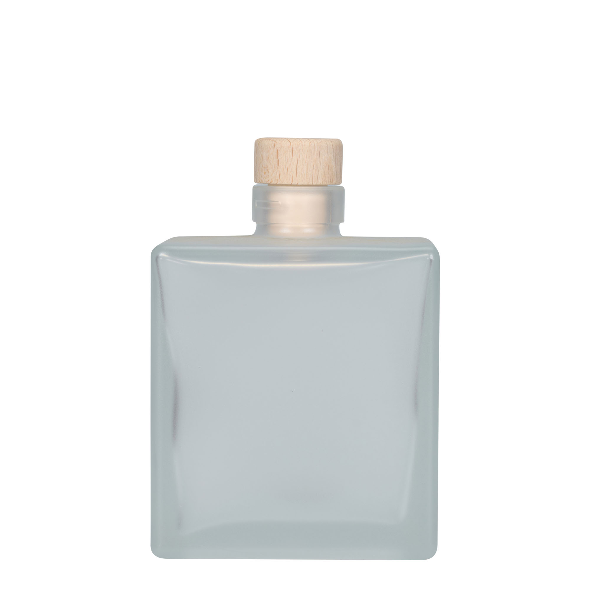 500 ml Glasflasche 'Cube', quadratisch, geeist, Mündung: Kork 500 ml Glasflasche 'Cube', quadratisch, geeist, Mündung: Kork