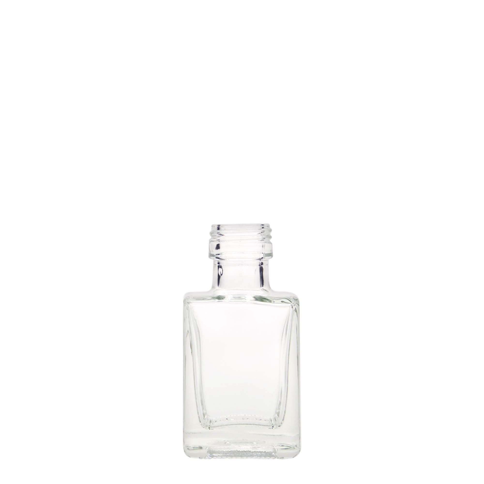 Γυάλινο μπουκάλι 'Cube' 50 ml, τετράγωνο, στόμιο: PP 24 Γυάλινο μπουκάλι 'Cube' 50 ml, τετράγωνο, στόμιο: PP 24