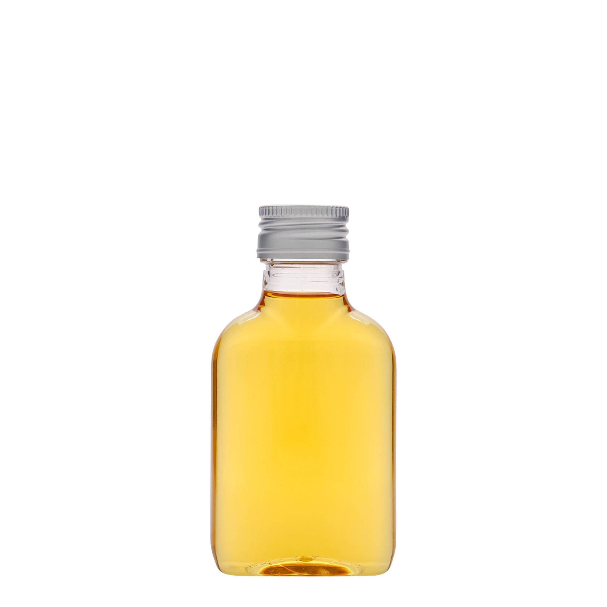 Φλασκί τσέπης 100 ml, οβάλ, πλαστικό PET, στόμιο: PP 28 Φλασκί τσέπης 100 ml, οβάλ, πλαστικό PET, στόμιο: PP 28