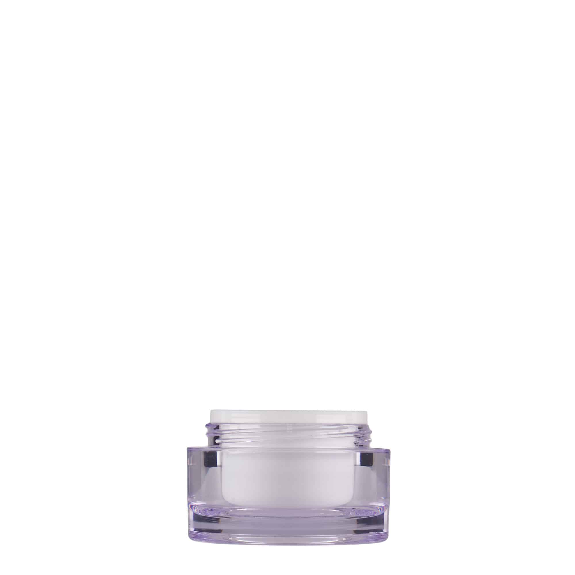 Βάζο για καλλυντικά 10 ml, πλαστικό SAN, λευκό, στόμιο: βιδωτό πώμα Βάζο για καλλυντικά 10 ml, πλαστικό SAN, λευκό, στόμιο: βιδωτό πώμα