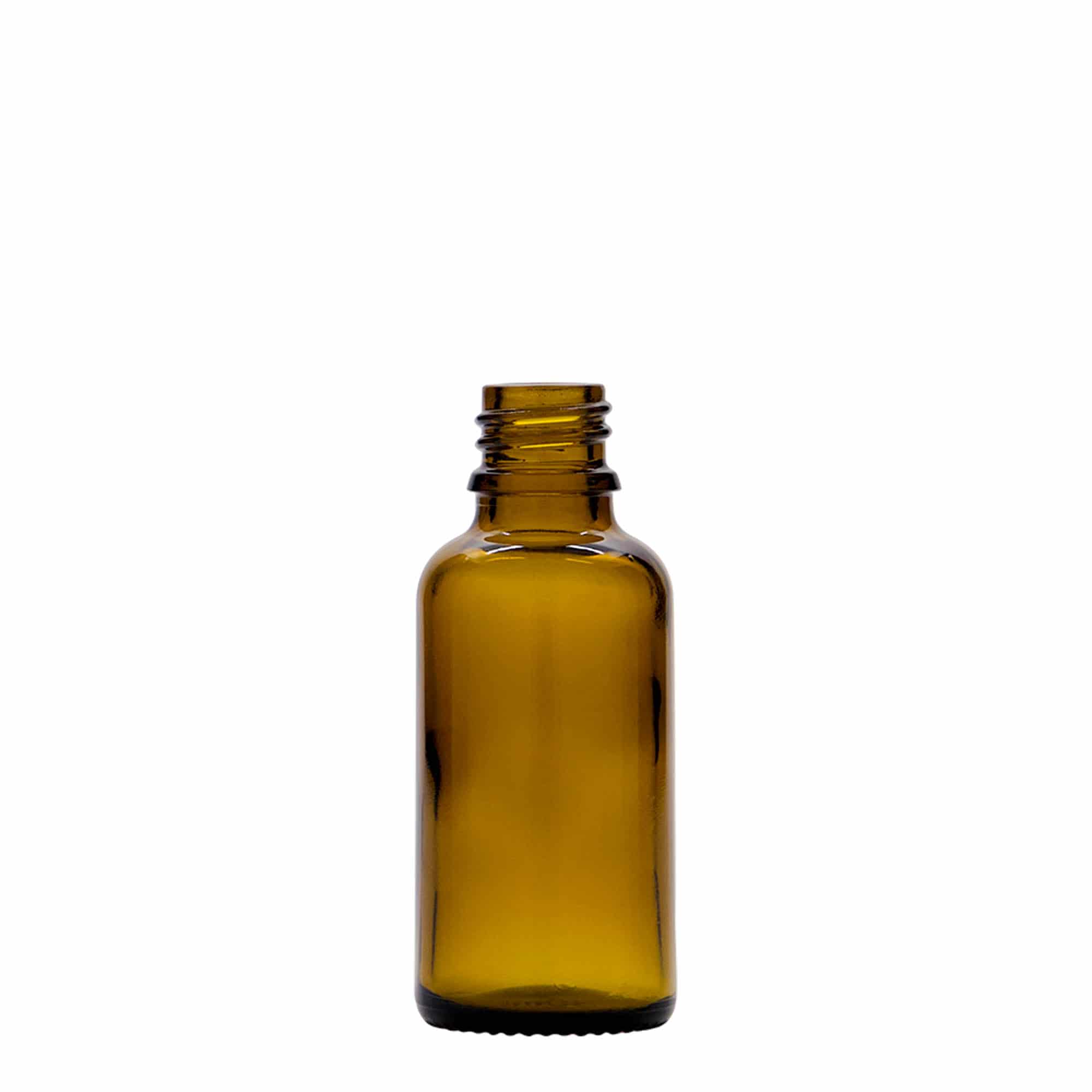 Μπουκάλι φαρμάκου με σταγονόμετρο 30 ml, γυάλινο, καφέ, στόμιο: DIN 18