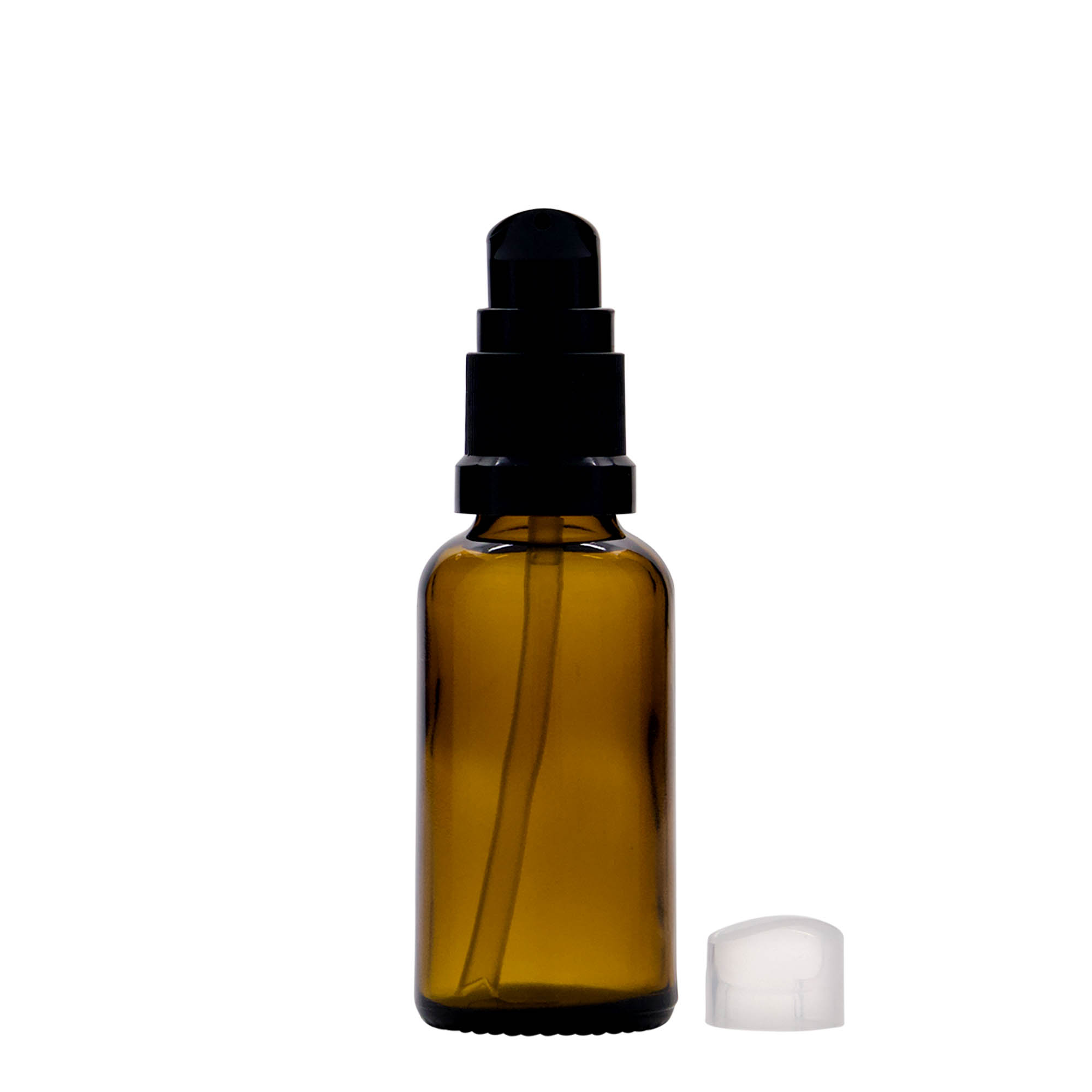 Μπουκάλι φαρμάκου με αντλία λοσιόν 30 ml, γυάλινο, καφέ, στόμιο: DIN 18 Μπουκάλι φαρμάκου με αντλία λοσιόν 30 ml, γυάλινο, καφέ, στόμιο: DIN 18