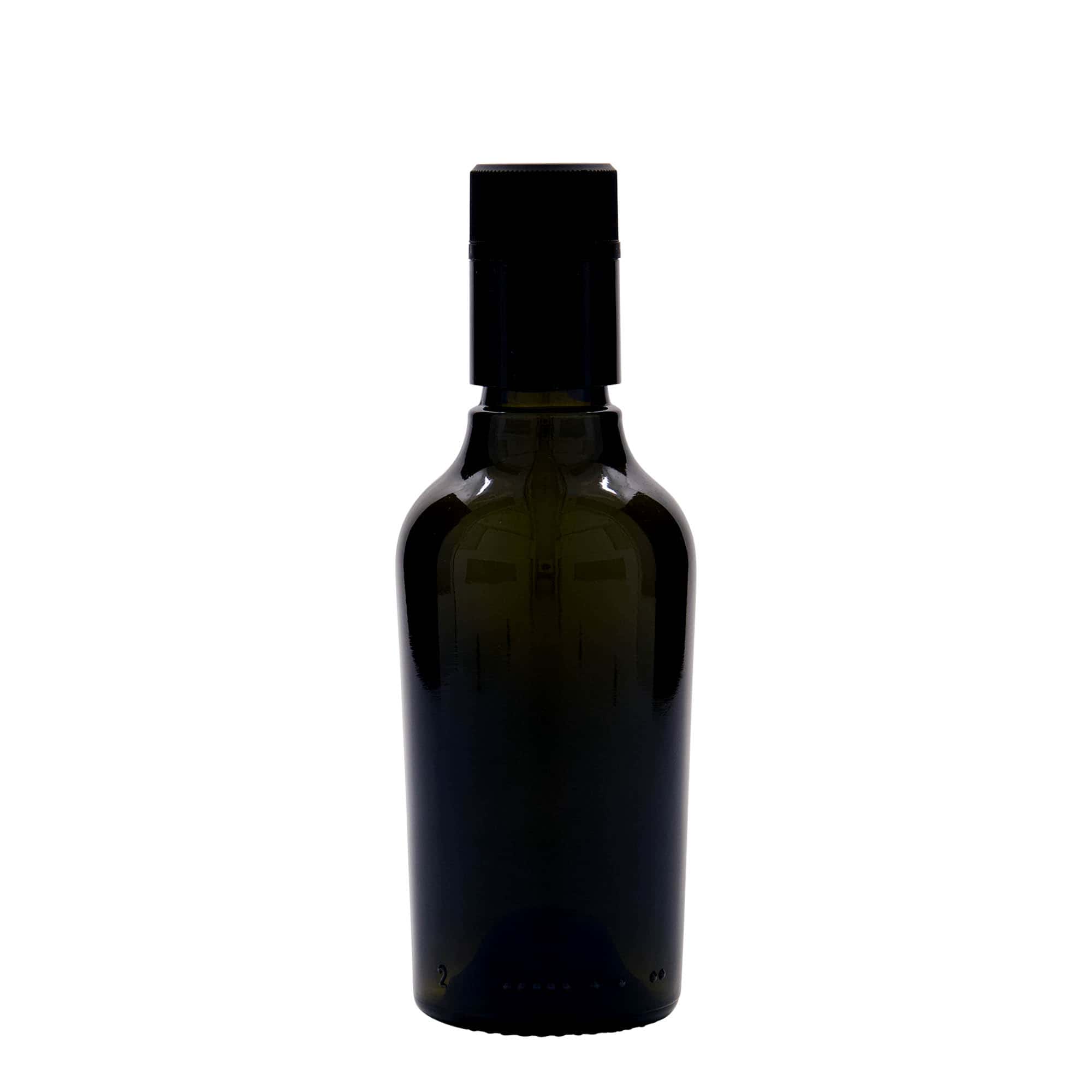 250 ml μπουκάλι ξυδιού/λαδιού 'Oleum', γυαλί, παλαιωμένο πράσινο, στόμιο: DOP