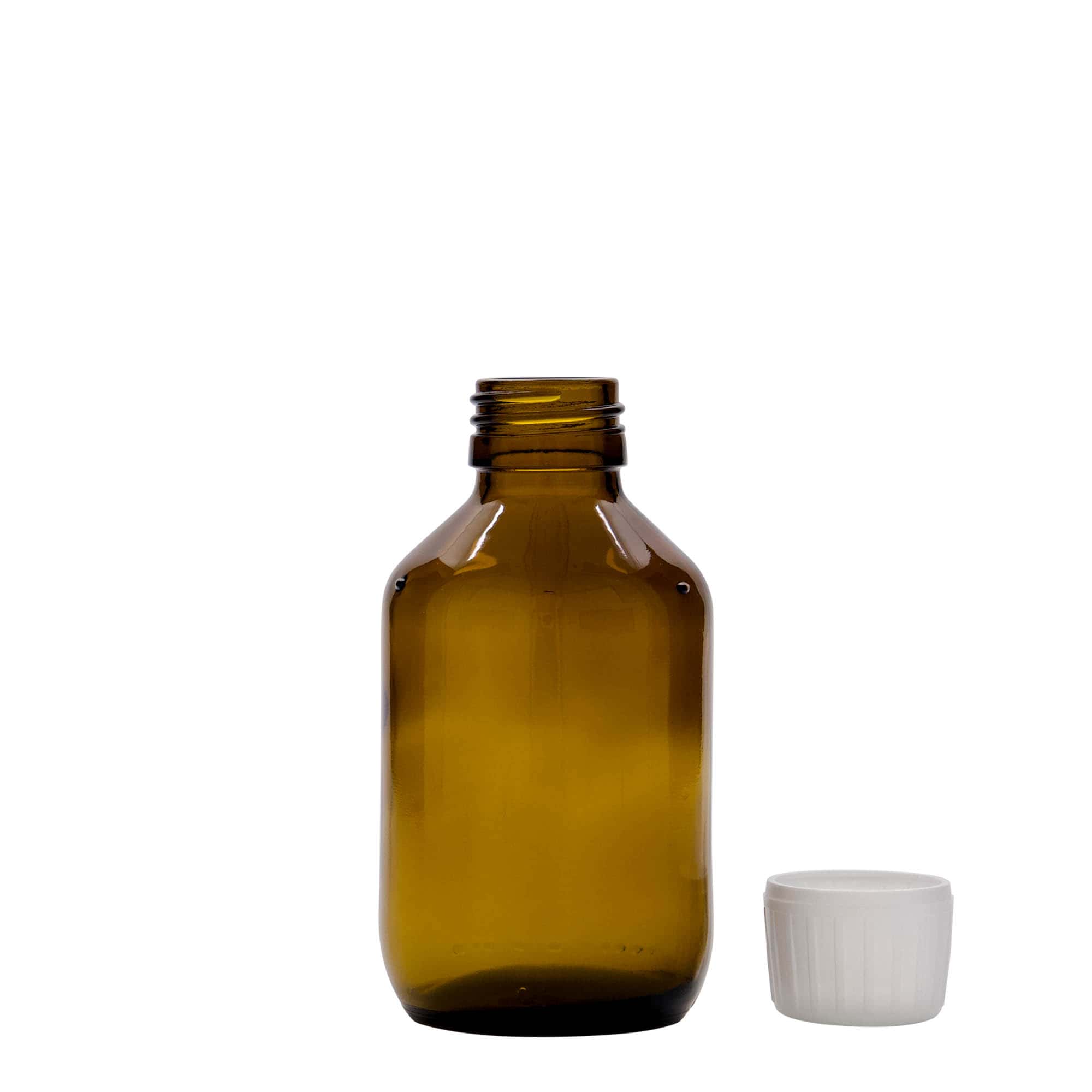 150 ml φιαλίδιο φαρμάκου, καφέ, γυαλί, στόμιο: PP 28