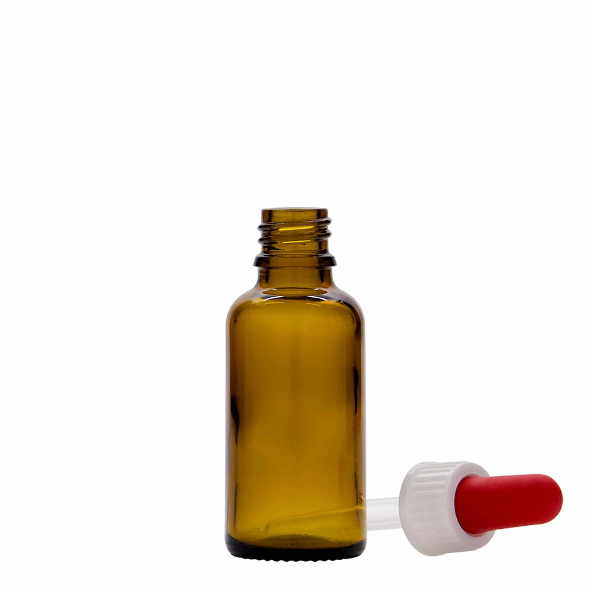 Μπουκάλι φαρμάκου με σταγονόμετρο 30 ml, γυάλινο, καφέ, στόμιο: DIN 18