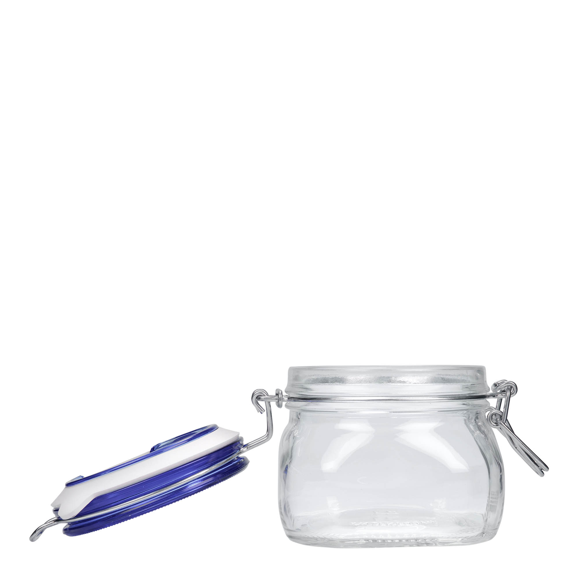 Βάζο με καπάκι με κλιπ 'Fido' Blue Top 500 ml, τετράγωνο, στόμιο: καπάκι με κλιπ Βάζο με καπάκι με κλιπ 'Fido' Blue Top 500 ml, τετράγωνο, στόμιο: καπάκι με κλιπ