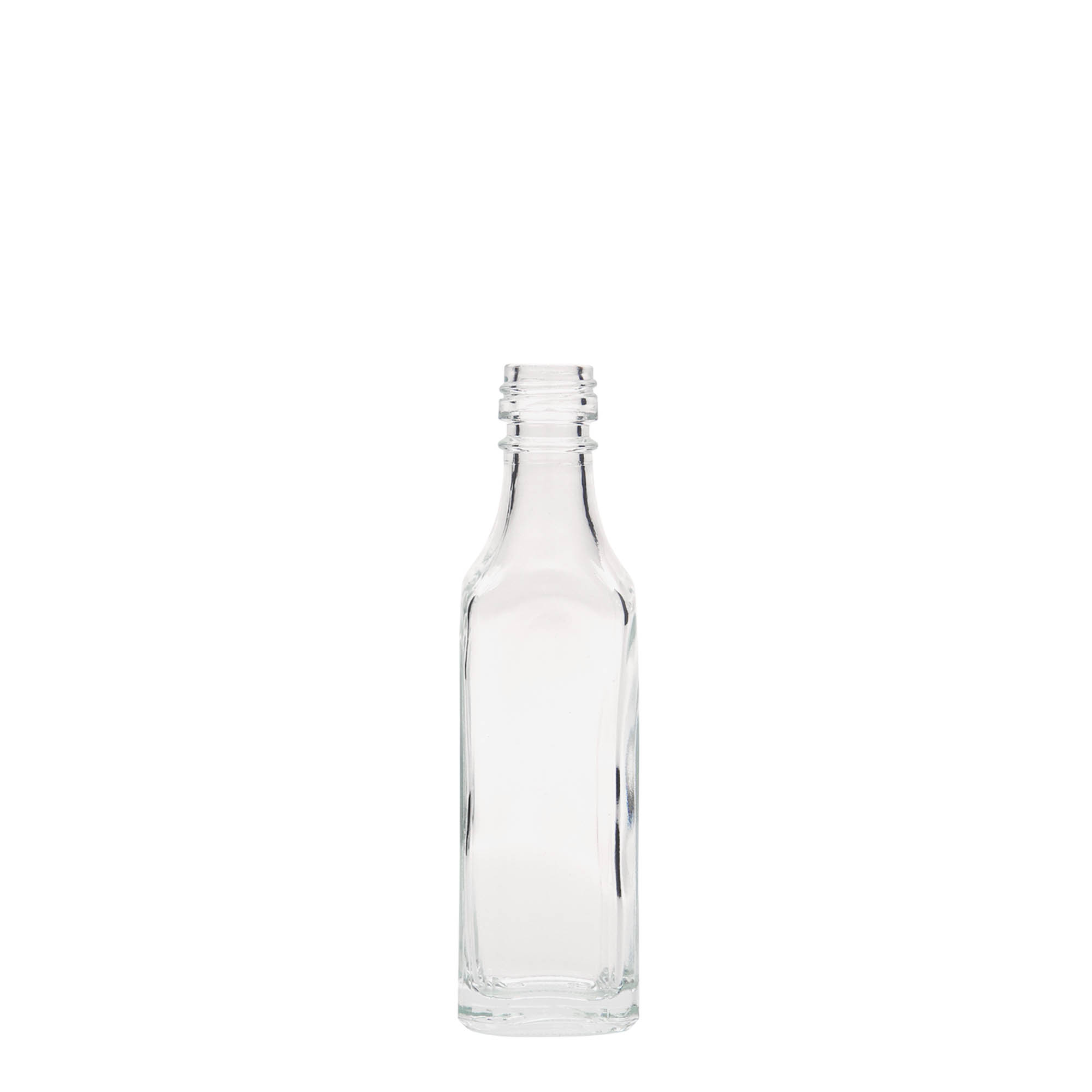 Γυάλινο μπουκάλι 'Siena' 50 ml, τετράγωνο, στόμιο: PP 18