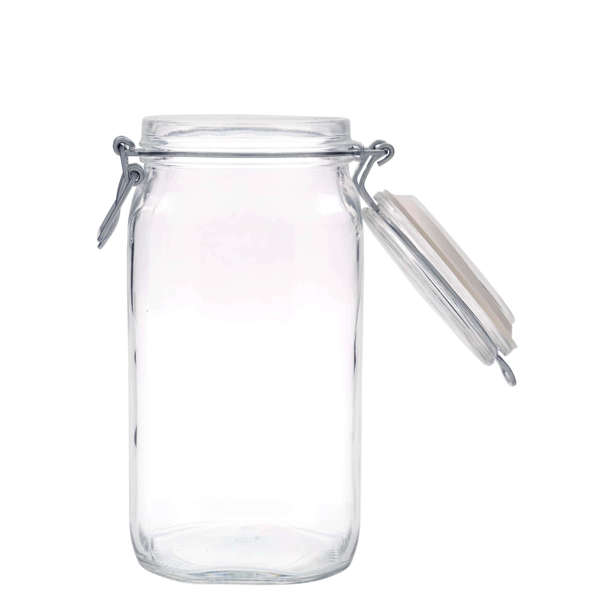 1.500 ml γυάλινο βάζο με σύρμα κλεισίματος 'Fido', τετράγωνο, στόμιο: κλείσιμο με σύρμα