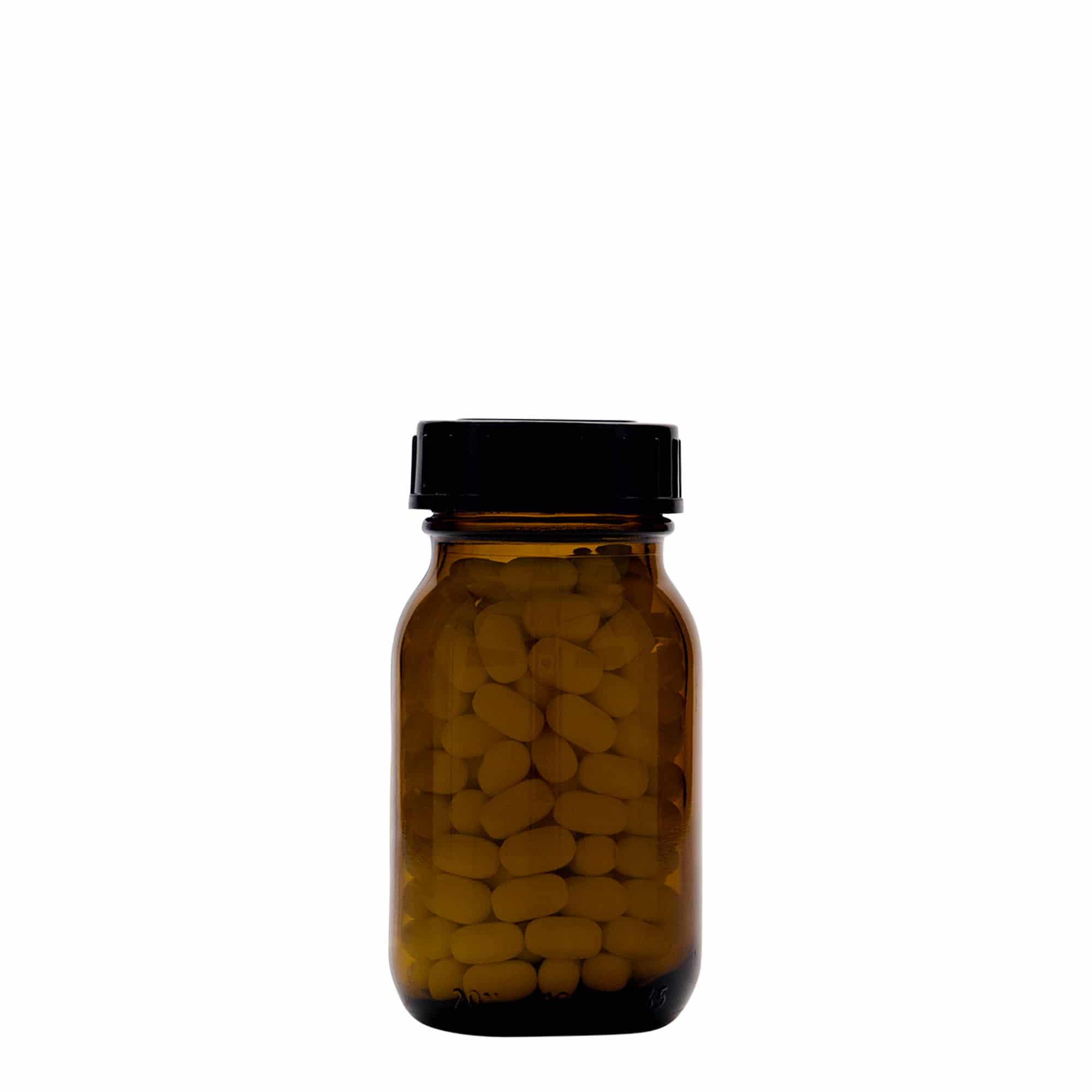 100 ml γυάλινο βάζο με φαρδύ λαιμό, καφέ, στόμιο: DIN 40