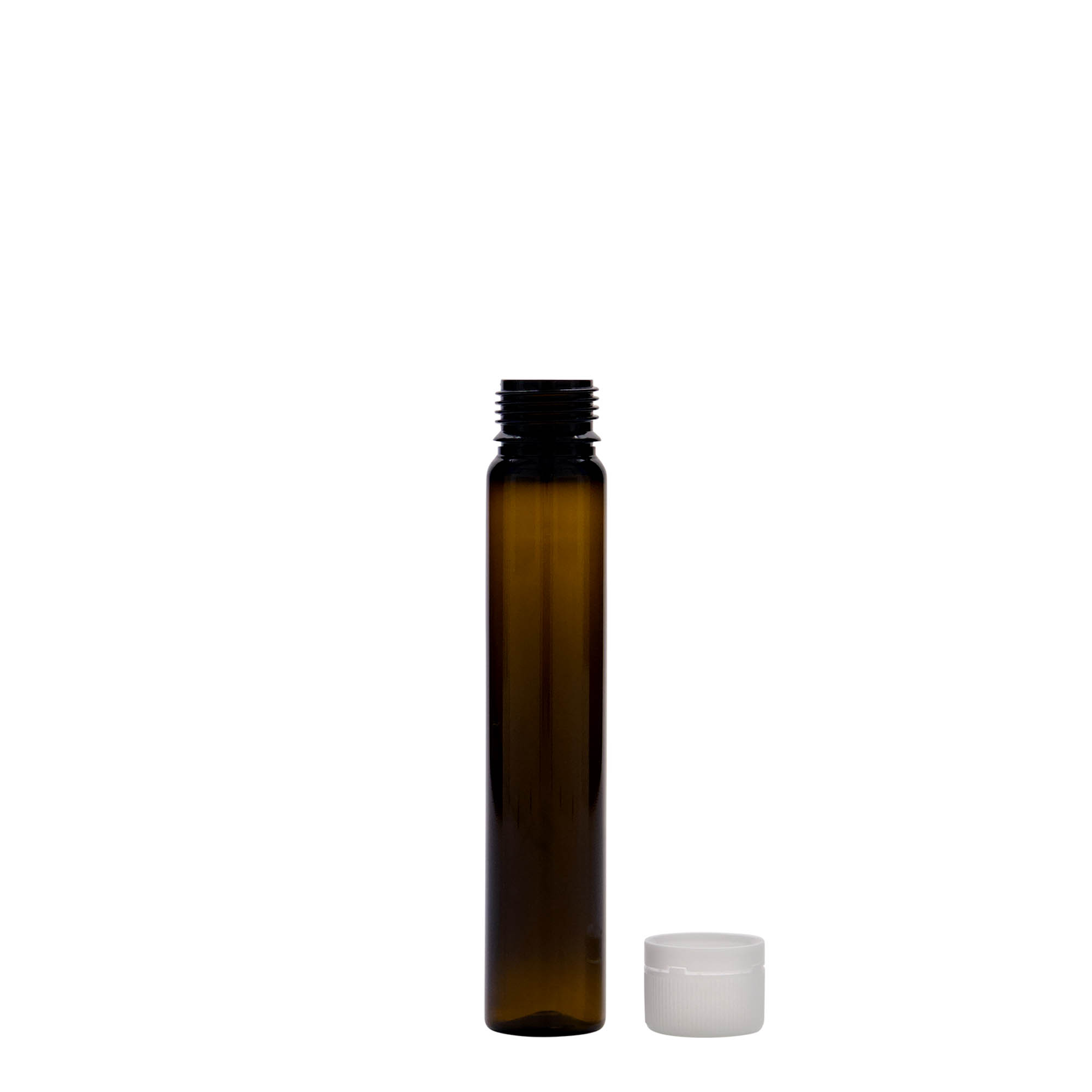 Κύλινδρος PET 25 ml, πλαστικός, καφέ, στόμιο: βιδωτό πώμα Κύλινδρος PET 25 ml, πλαστικός, καφέ, στόμιο: βιδωτό πώμα