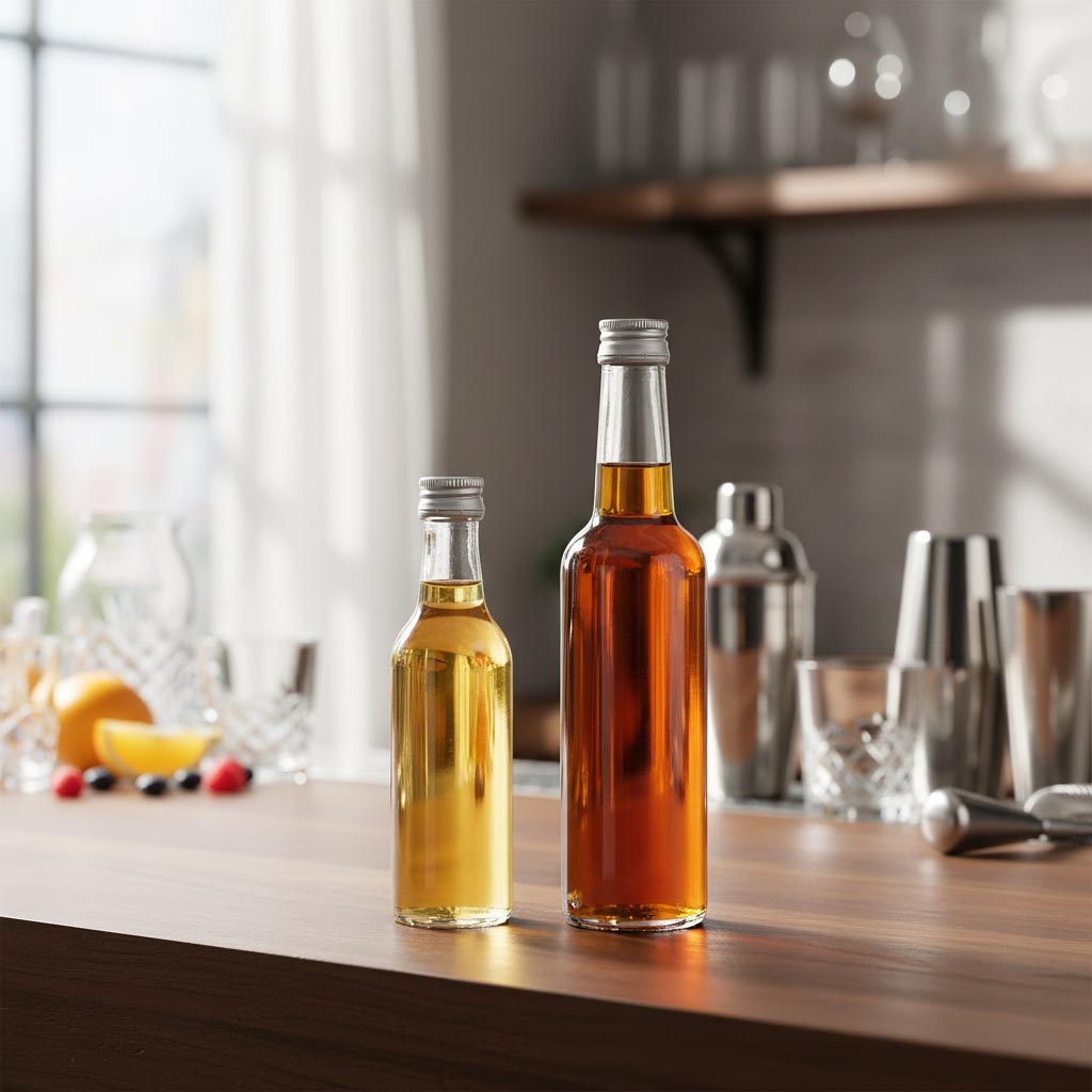 Γυάλινο μπουκάλι με ίσιο λαιμό 50 ml, στόμιο: PP 28 Γυάλινο μπουκάλι με ίσιο λαιμό 50 ml, στόμιο: PP 28