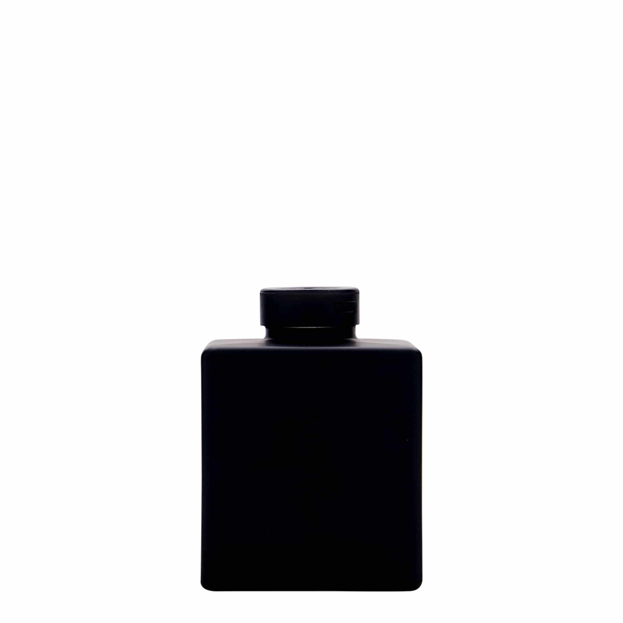 Γυάλινο μπουκάλι 'Cube' 100 ml, τετράγωνο, μαύρο, στόμιο: φελλός