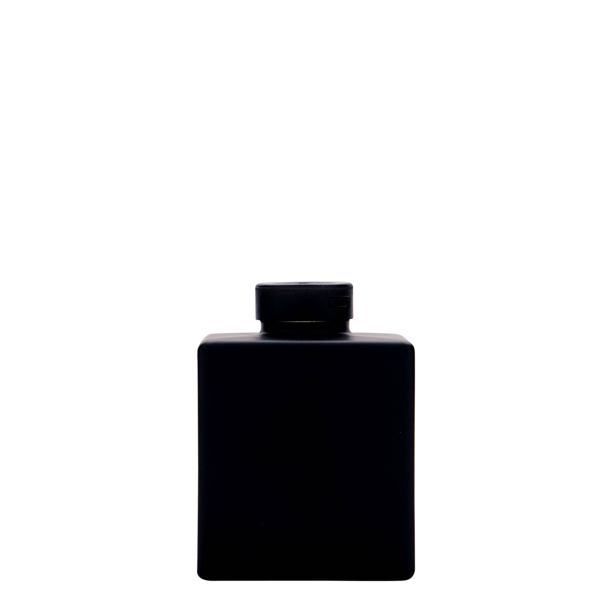 Γυάλινο μπουκάλι 'Cube' 100 ml, τετράγωνο, μαύρο, στόμιο: φελλός Γυάλινο μπουκάλι 'Cube' 100 ml, τετράγωνο, μαύρο, στόμιο: φελλός