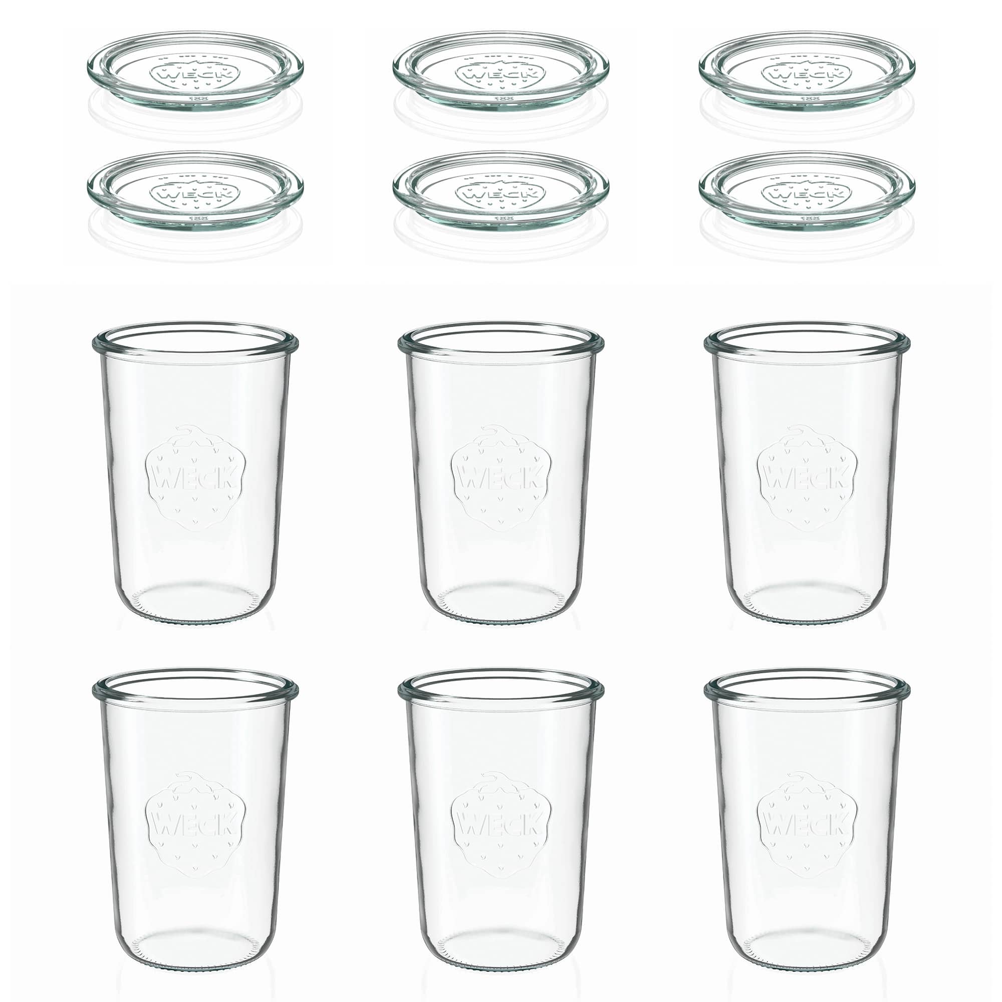 6x Κυλινδρικό βάζο WECK 850 ml με γυάλινο καπάκι RR 100