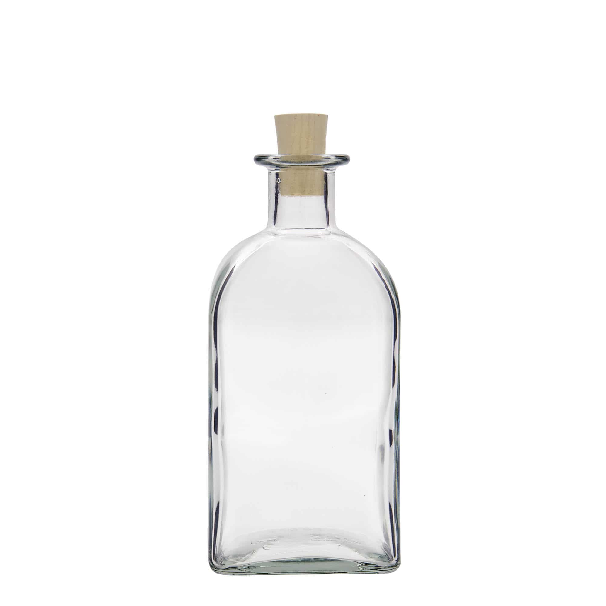 Γυάλινο μπουκάλι φαρμακείου 'Carré' 500 ml, τετράγωνο, στόμιο: φελλός