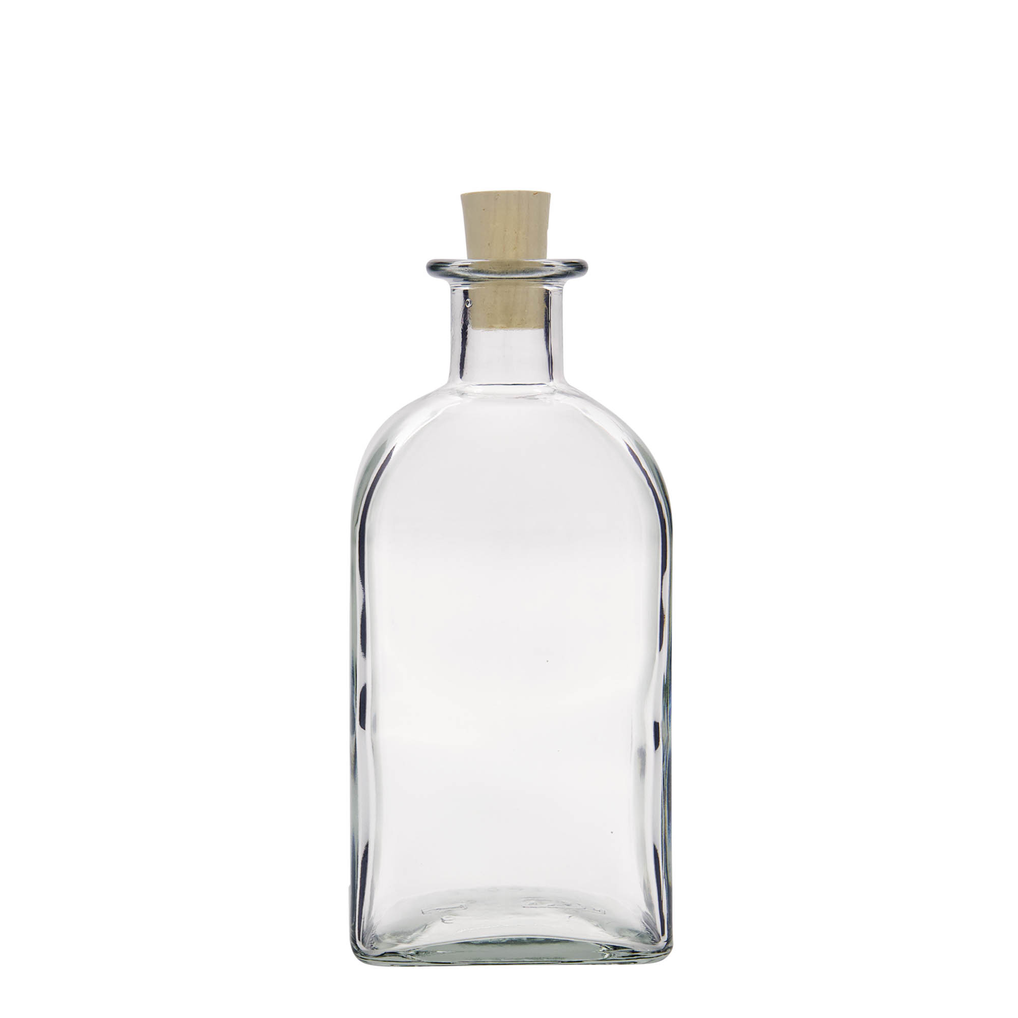 Γυάλινο μπουκάλι φαρμακείου 'Carré' 500 ml, τετράγωνο, στόμιο: φελλός