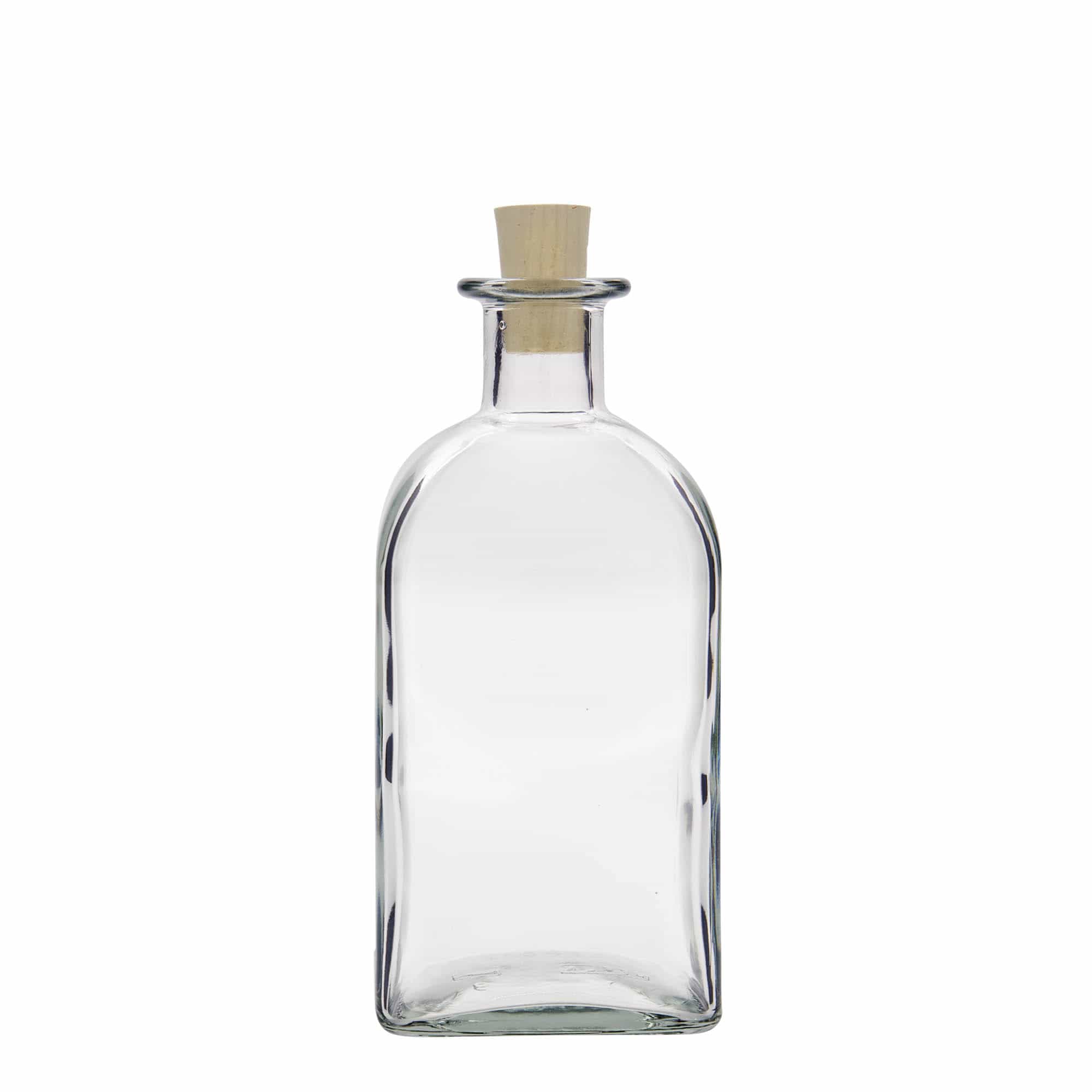 Γυάλινο μπουκάλι φαρμακείου 'Carré' 500 ml, τετράγωνο, στόμιο: φελλός